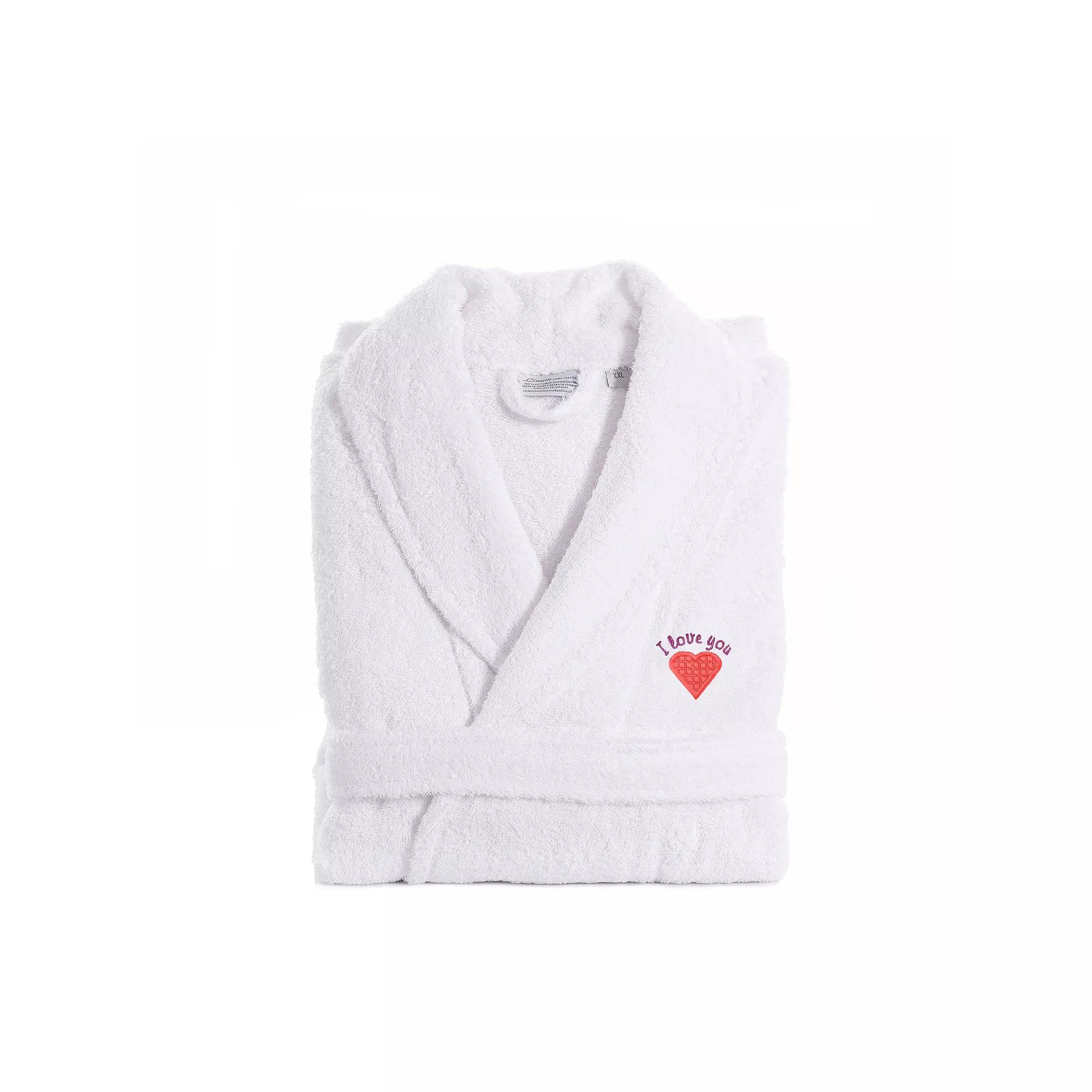 Linum Home Textiles "I Love You" Embroidered Cotton Terry Bathrobe, Adult Unisex,  Product Image