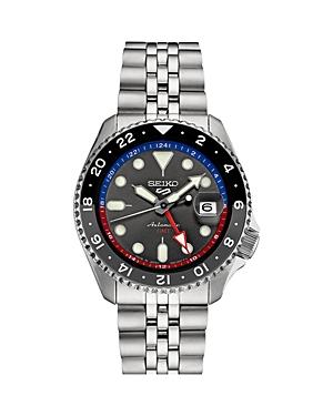 Seiko Mens 5 Sports Charcoal Dial Stainless Steel Automatic Watch Silver Product Image
