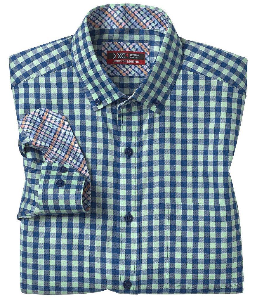 Johnston & Murphy XC4 Performance Stretch Two-Tone Gingham Long Sleeve Woven Shirt Product Image