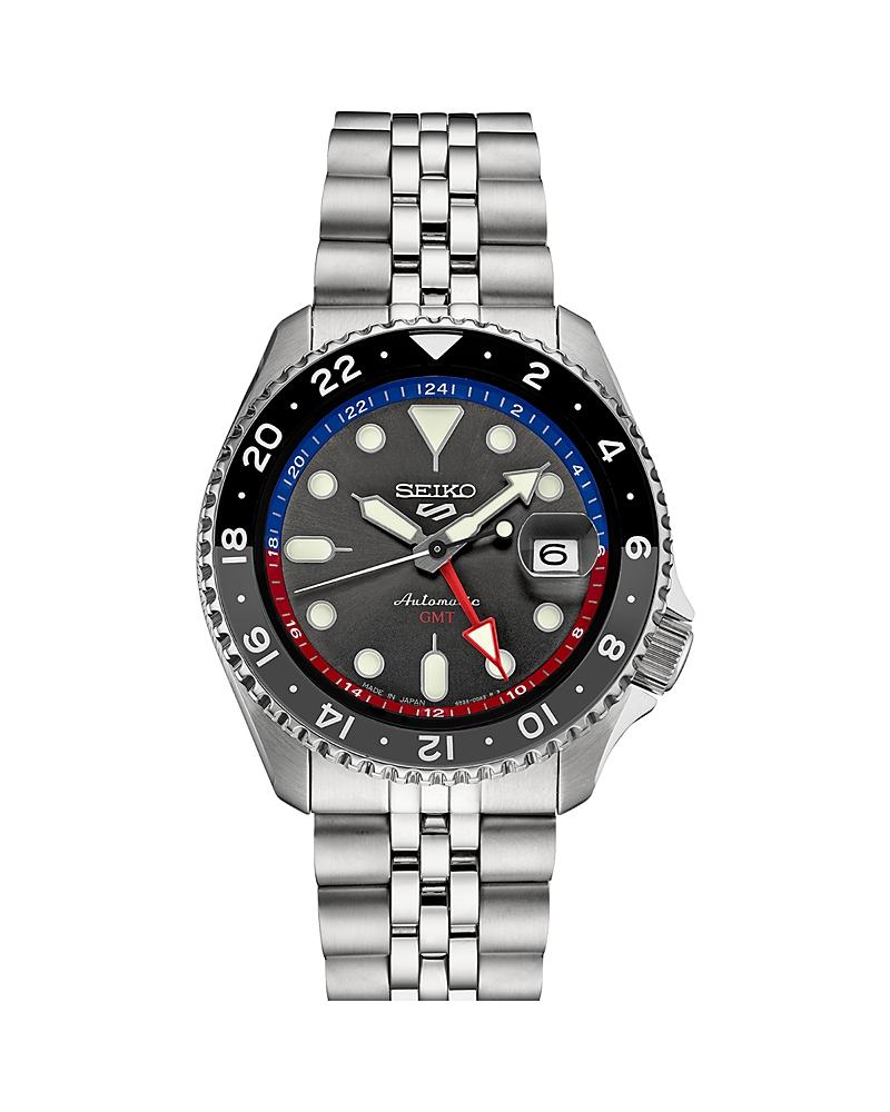 Seiko Mens 5 Sports Charcoal Dial Stainless Steel Automatic Watch Silver Product Image