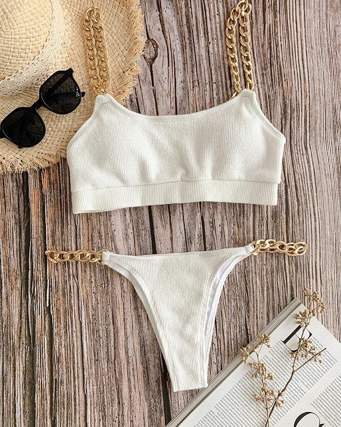 Chain Strap Triangle Two-Piece Bikini Set Product Image