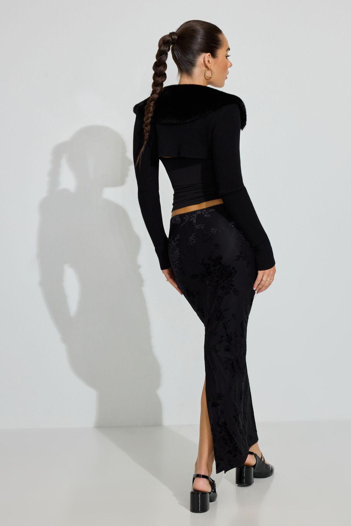 Burnout Velvet Maxi Skirt Product Image