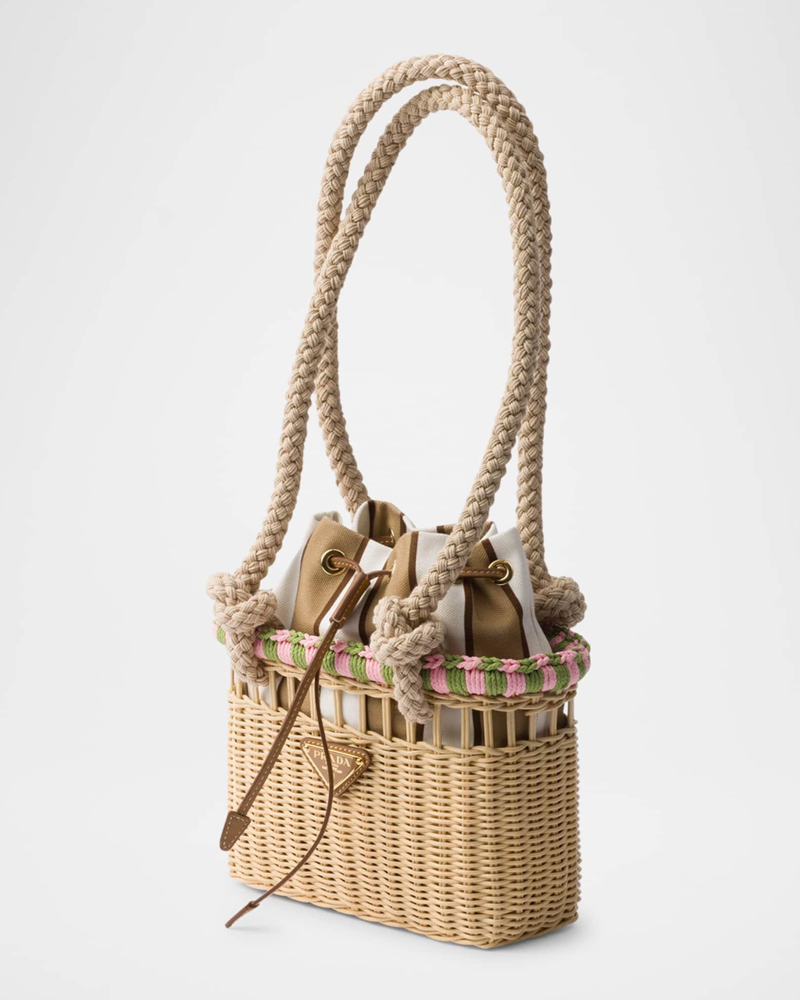Rattan Basket Drawstring Mini Shoulder Bag Product Image
