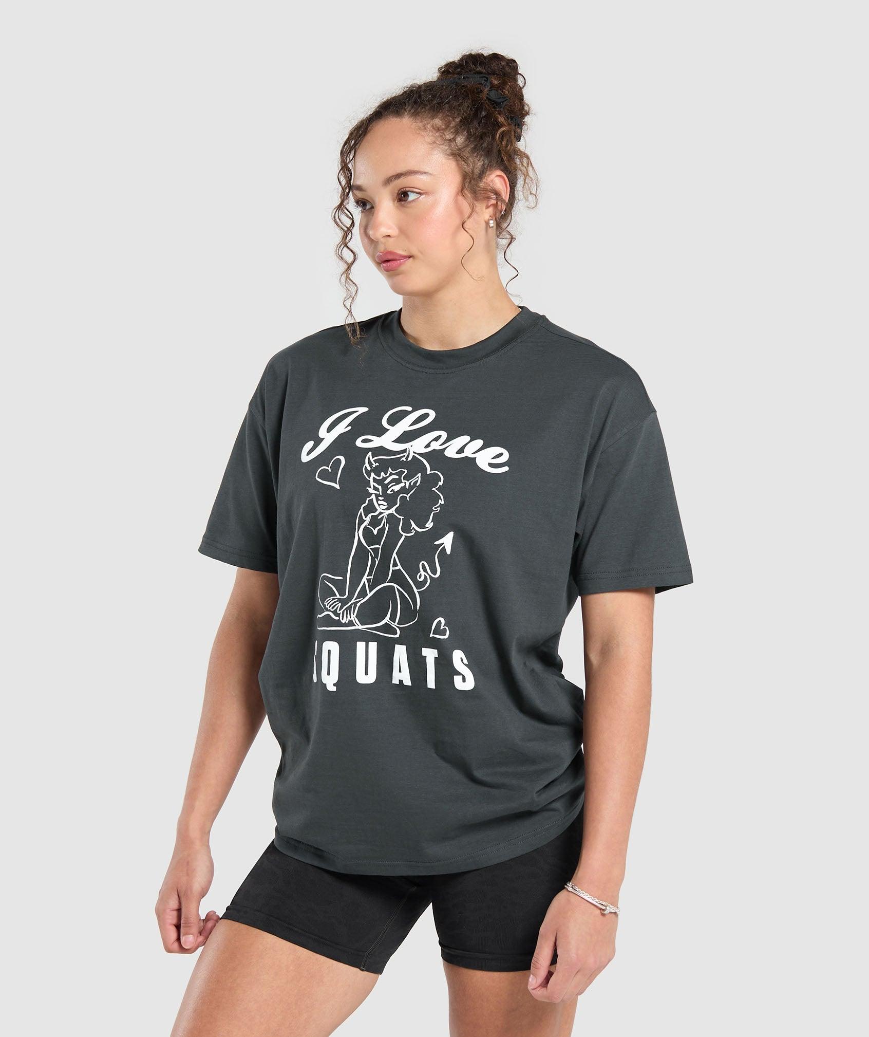 I Love Squats Graphic Oversized Tee Product Image
