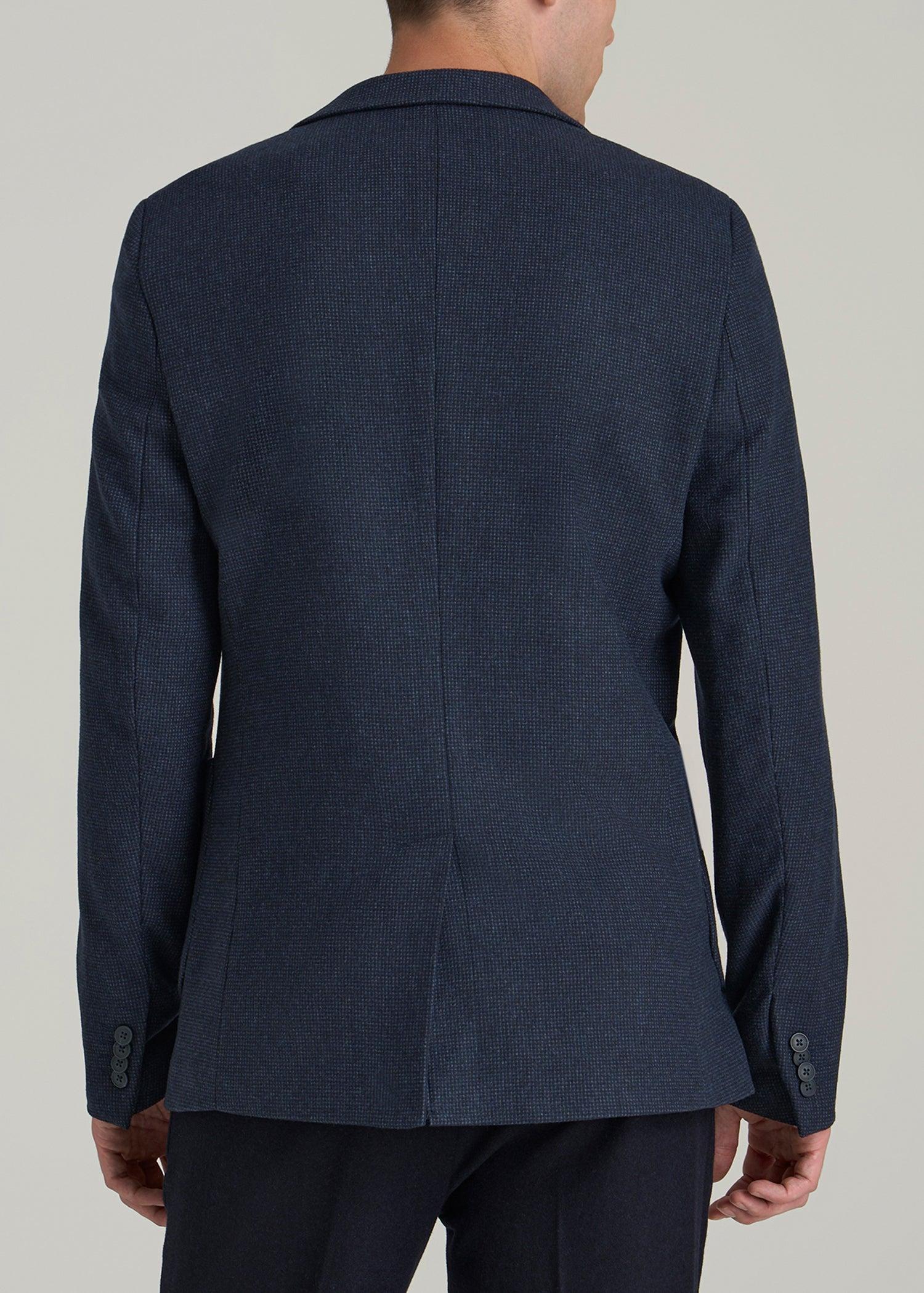 Wool Blend Blazer for Tall Men in Blue Birdseye Male Product Image