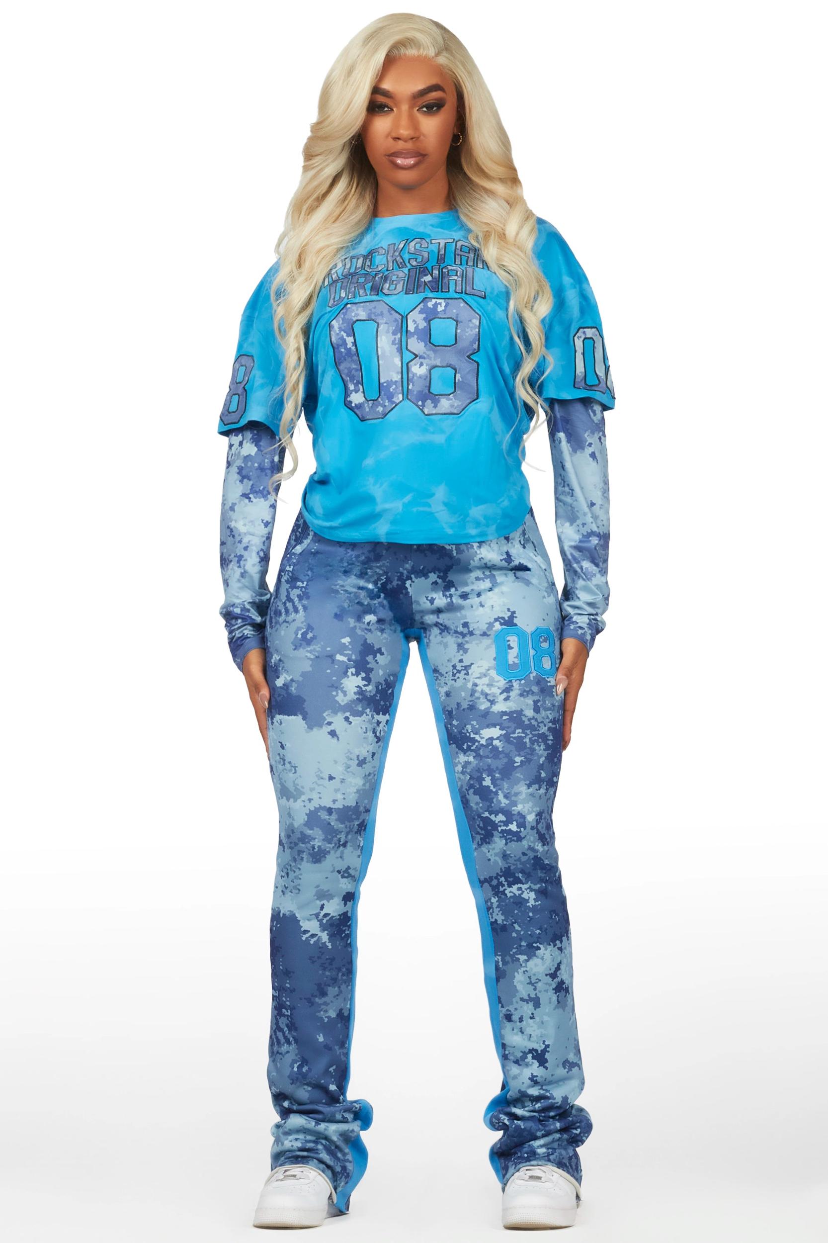Chriseana Blue/Digital Camo Double Layer T-Shirt Trackset Female Product Image