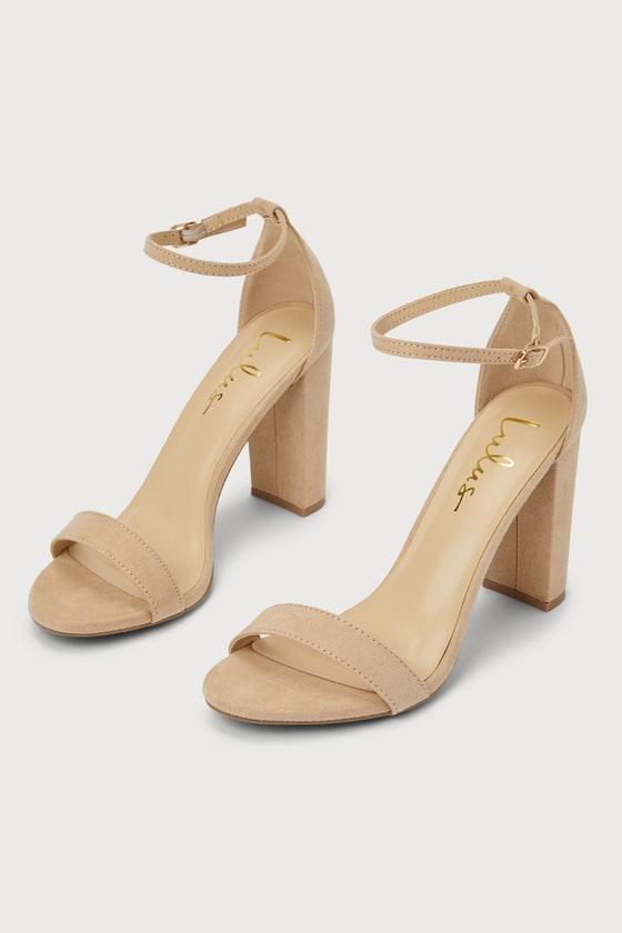 Taylor Natural Suede Ankle Strap Heels Product Image