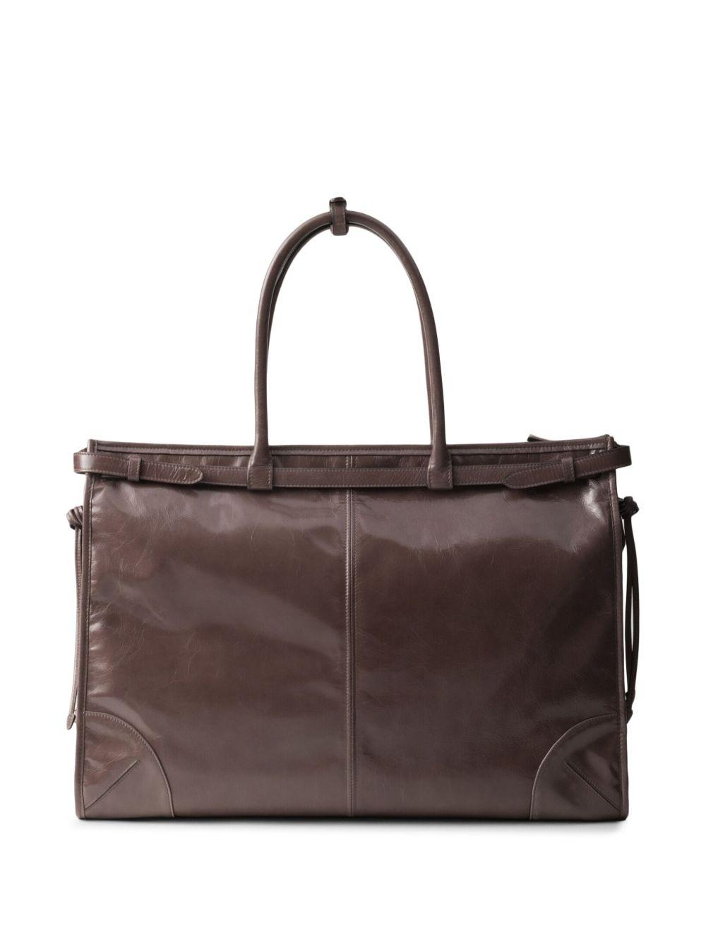 triangle-logo leather tote bag Product Image