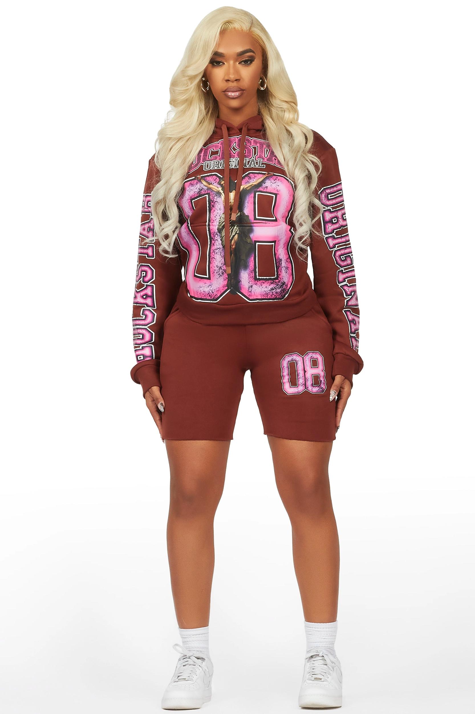 Tariqa Brown Short Set Female Product Image