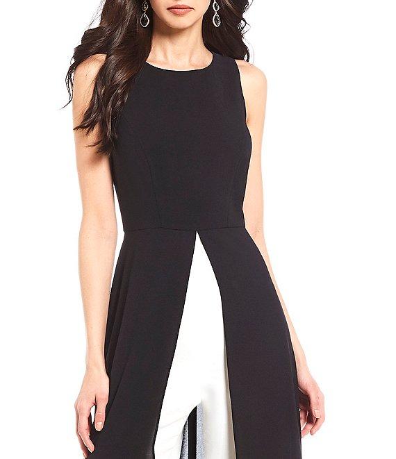 Adrianna Papell Color Block Crew Neck Sleeveless Walk Thru Jumpsuit Gown Product Image