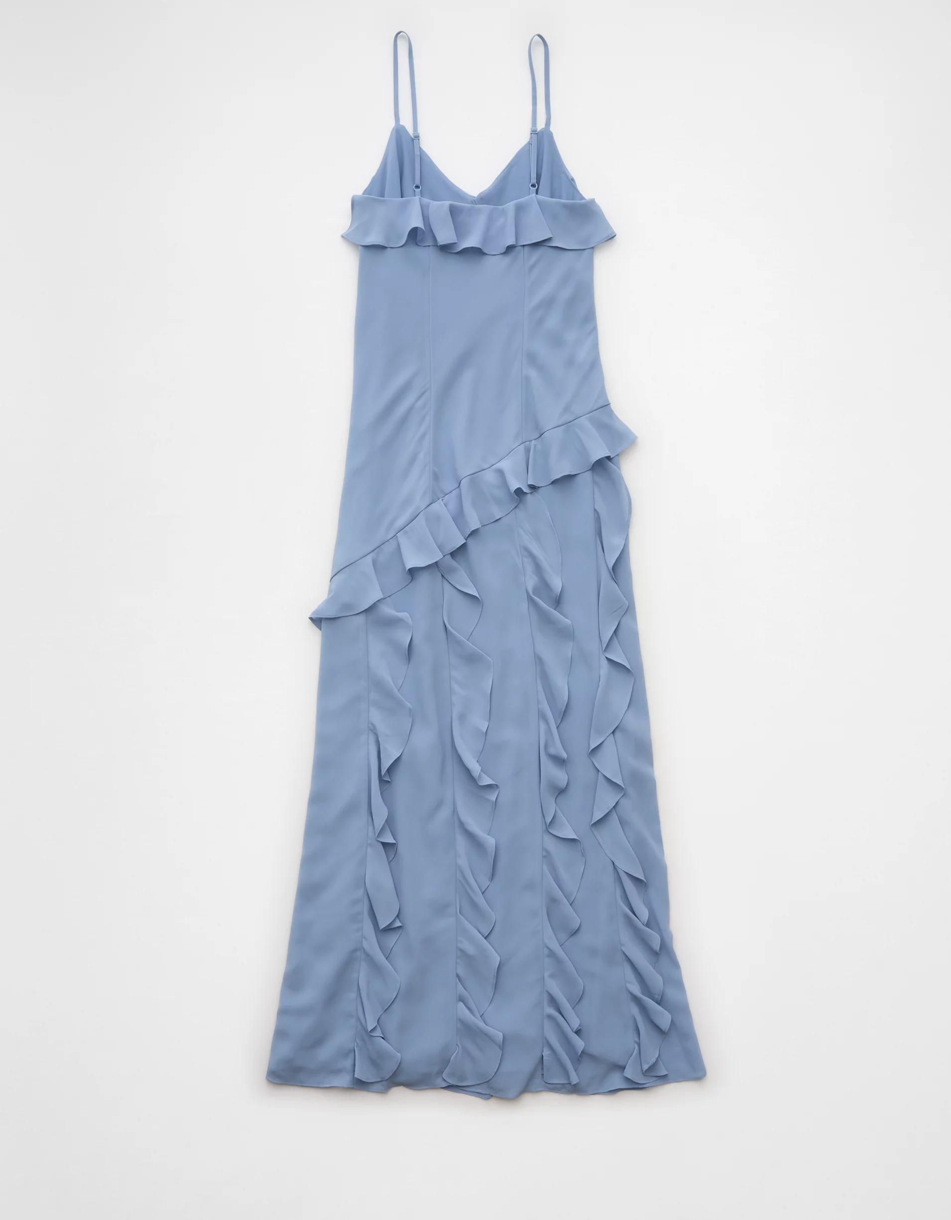 AE Asymmetrical Ruffle Maxi Slip Dress Product Image