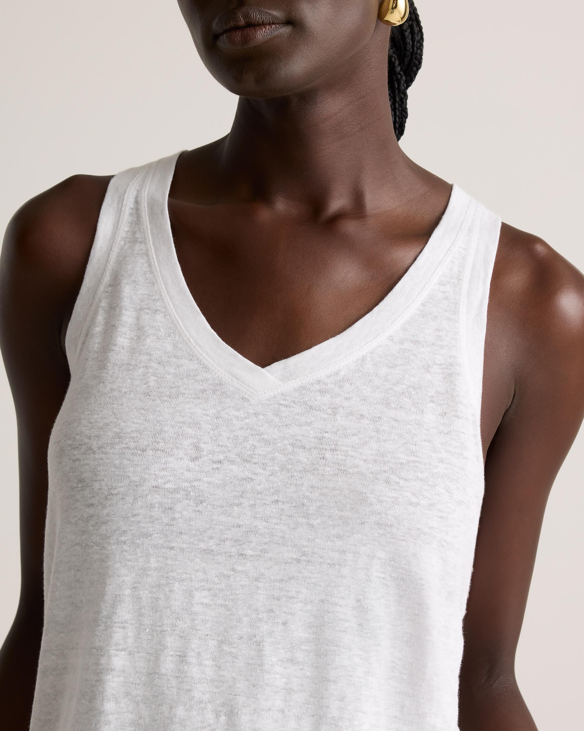 Quince | Women's 100% European Linen Jersey V-Neck Tank Top Product Image