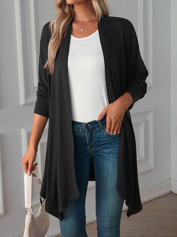 Long Sleeves Loose Solid Color Statement Collar Outerwear Product Image