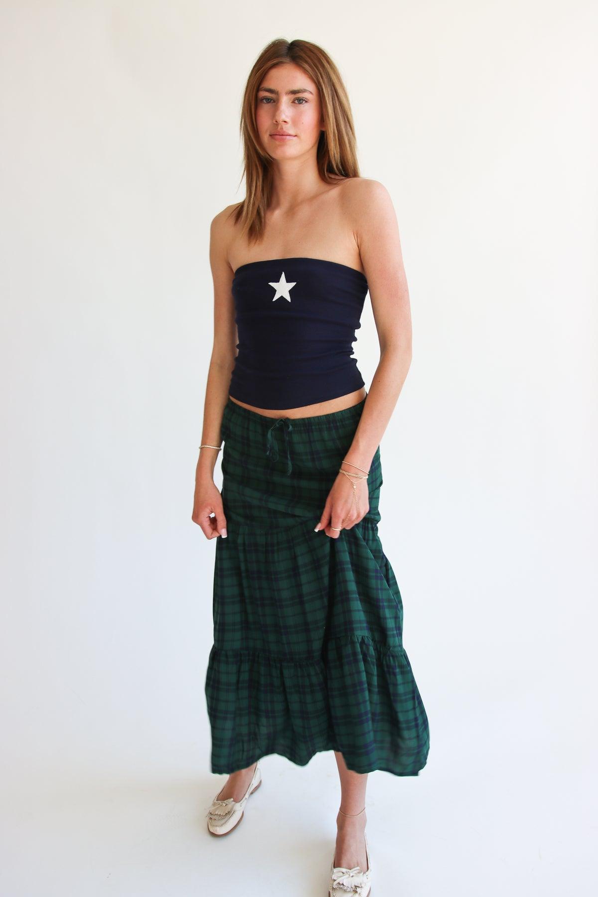 Plaid Tiered Maxi Skirt Product Image