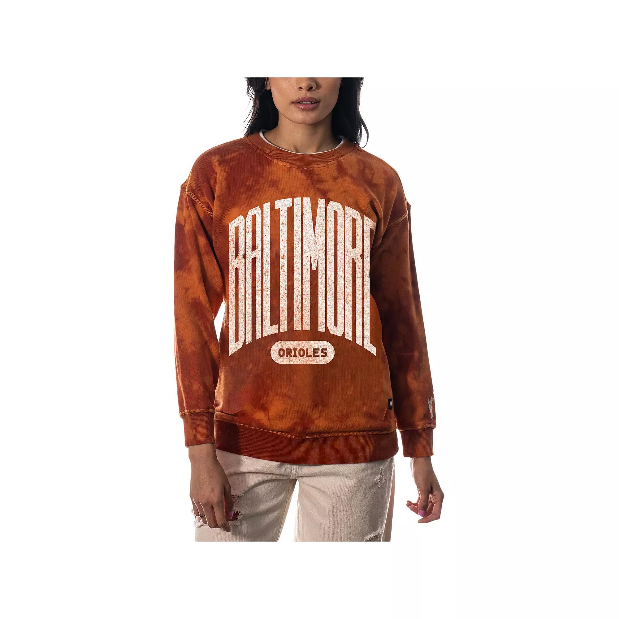 Women's The Wild Collective Orange Baltimore Orioles Overdyed Pullover Sweatshirt, Size: XL Product Image