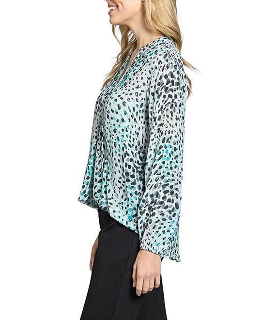 APNY Woven Printed Crossover V-Neck Long Sleeve Top Product Image