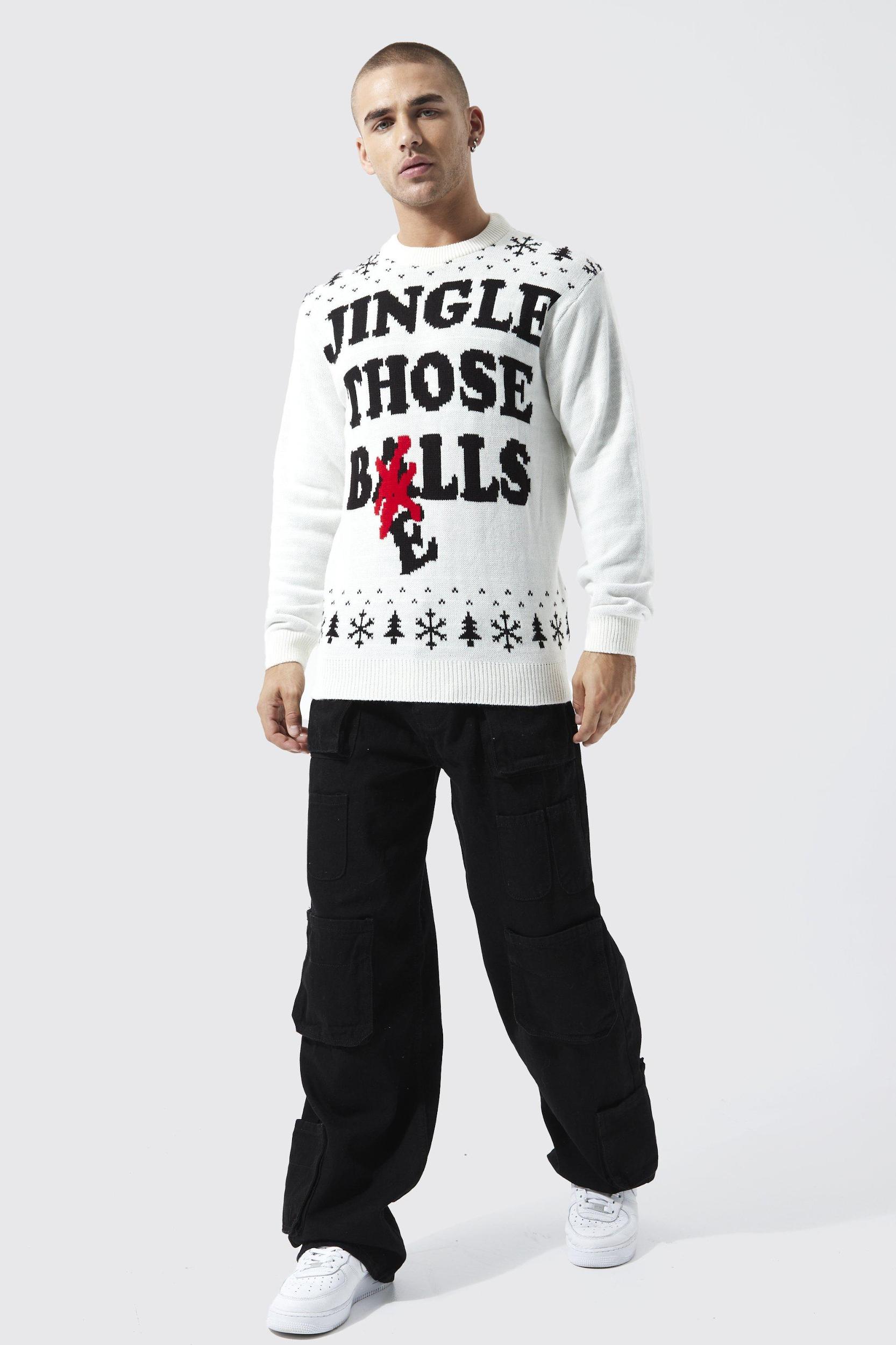Jingle Those Bells Christmas Sweater | boohooMAN USA Product Image