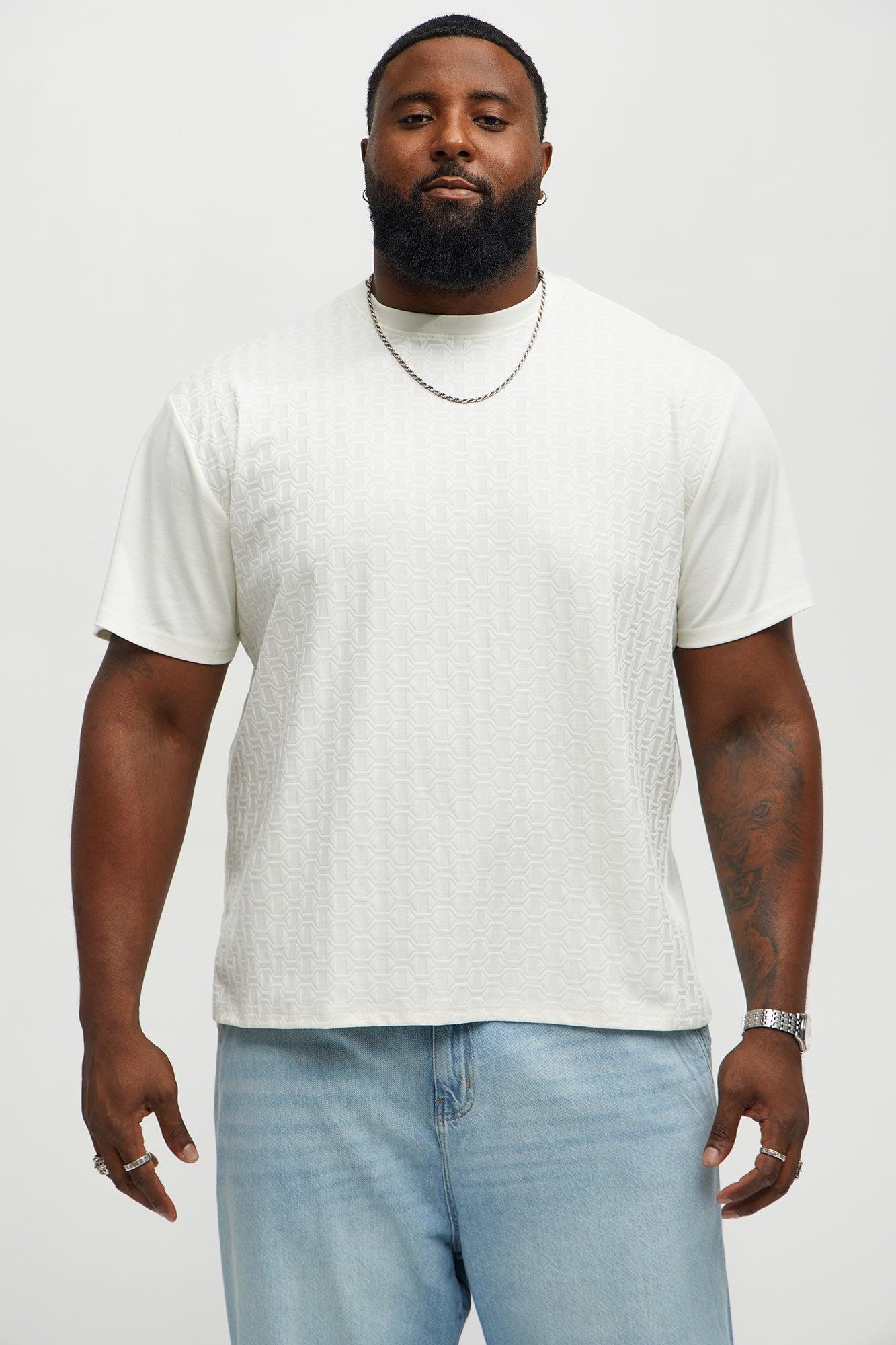 Textured Geometric Short Sleeve Tee - Off White Male Product Image