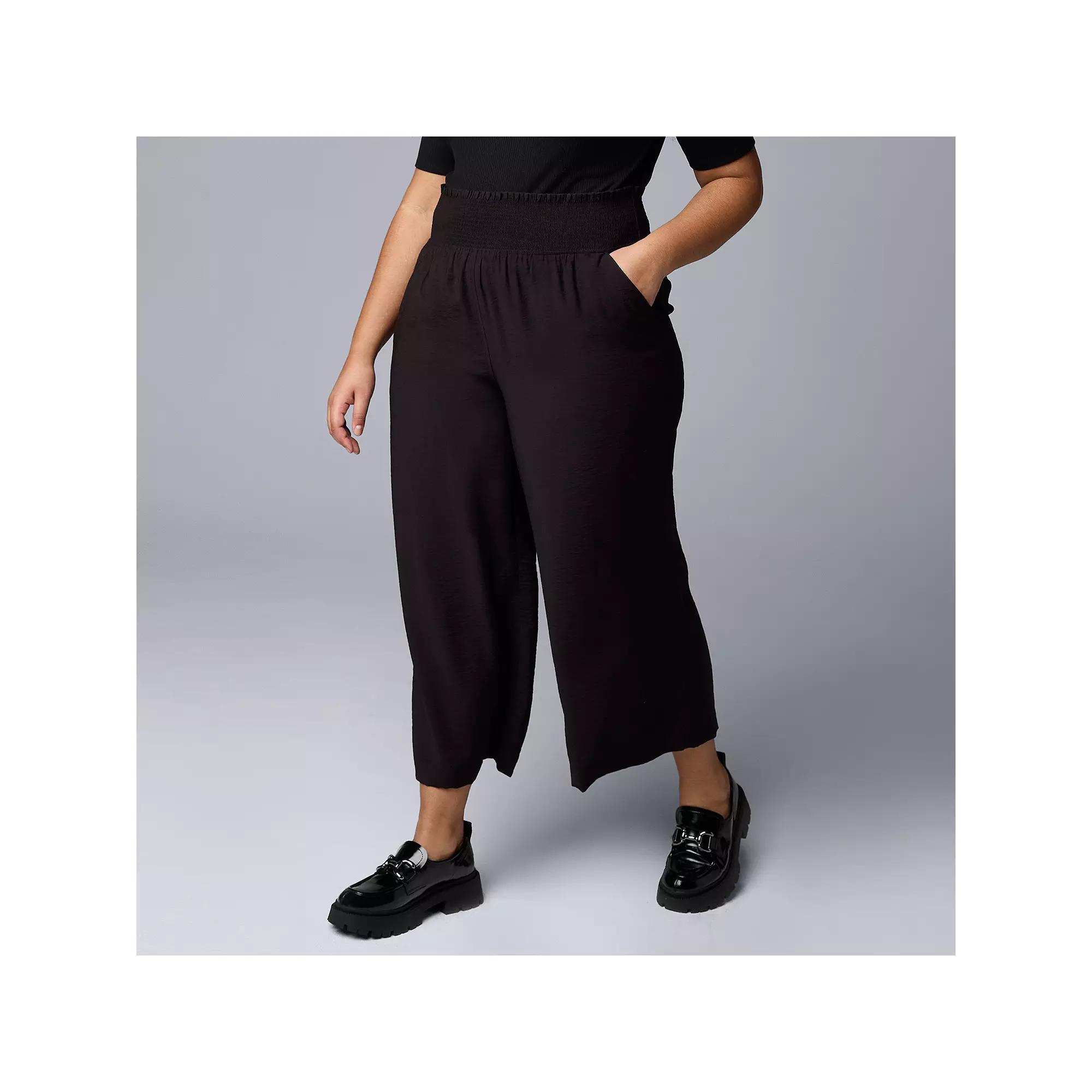 Plus Size Simply Vera Vera Wang Wide Leg Travel Pants, Women's, Size: 2XL, Black Product Image