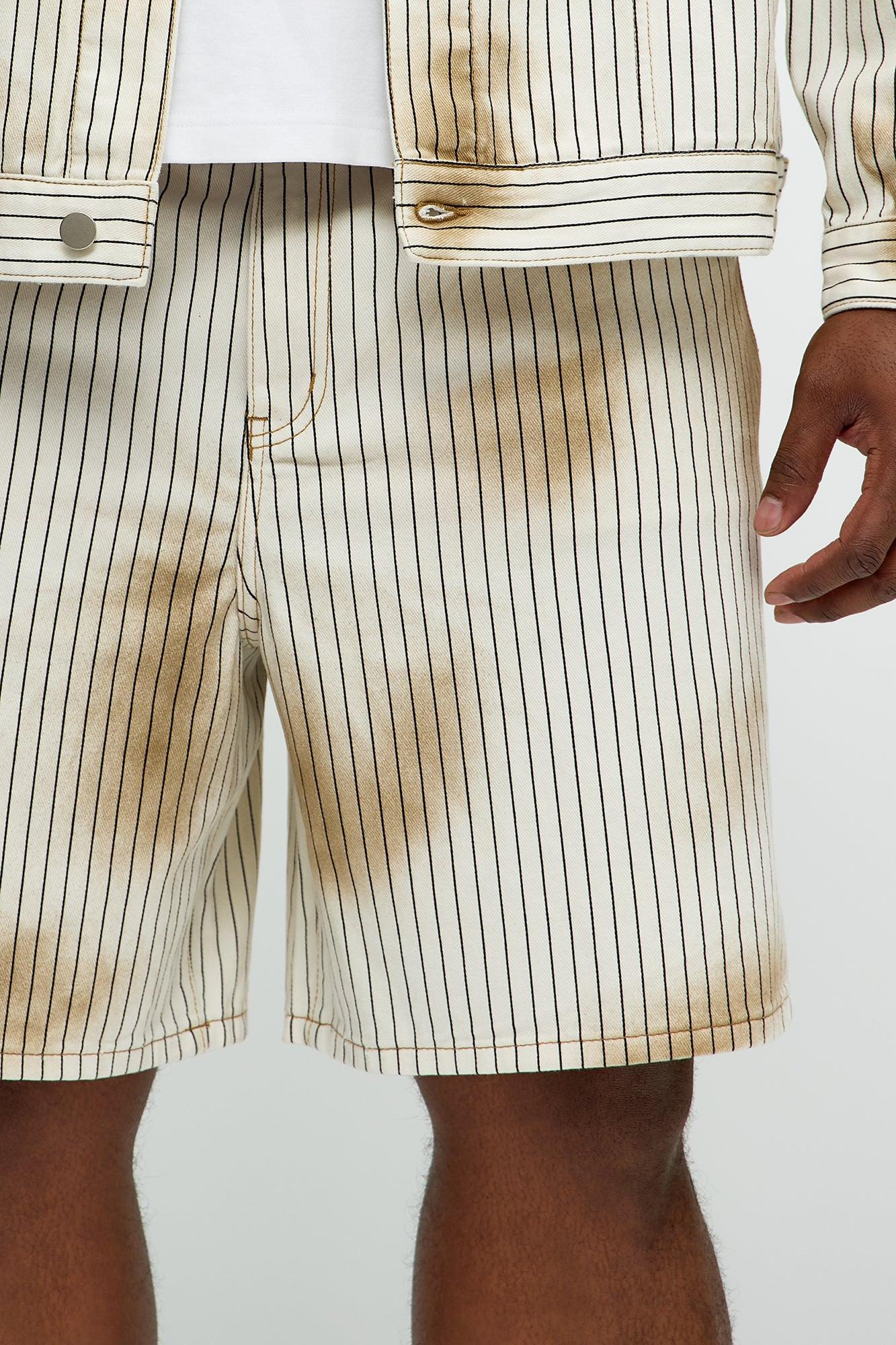 Byron Striped Relaxed Shorts - Cream/combo Product Image