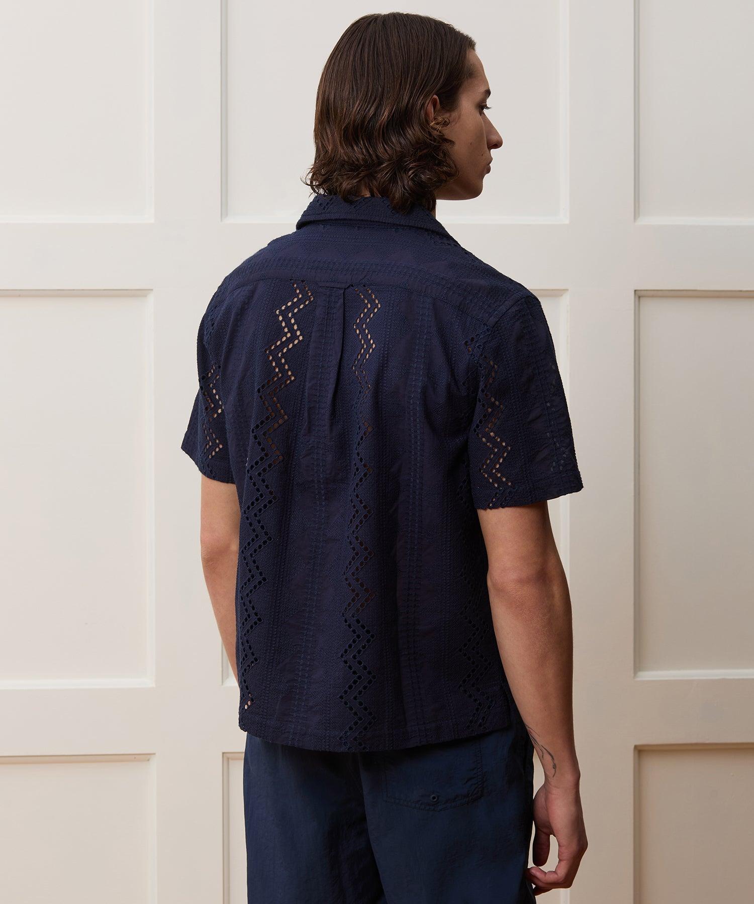 Cropped Cotton Camp Collar Shirt Product Image