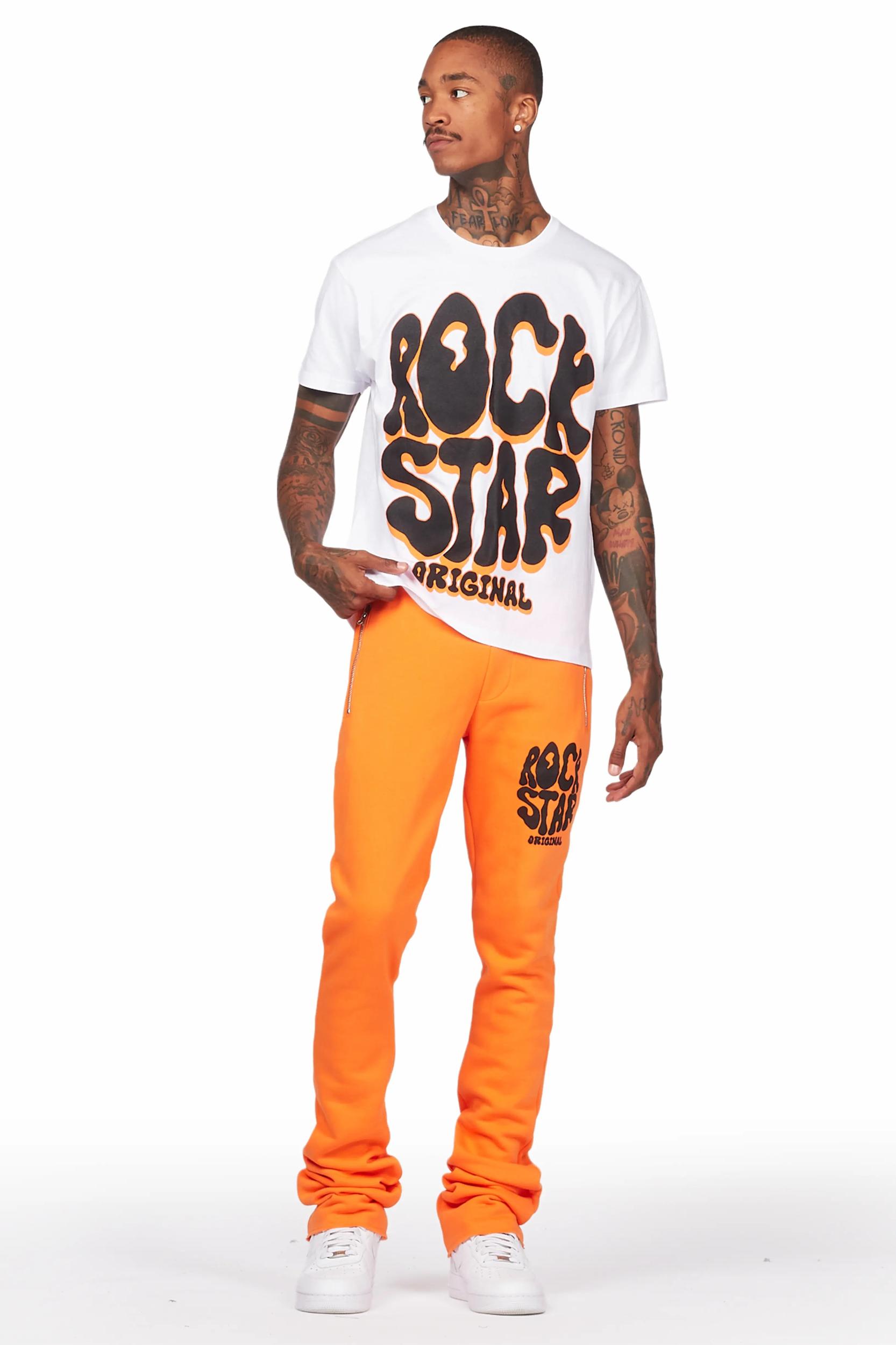 Warblen Orange T-Shirt/Stacked Flare Pant Set Male Product Image