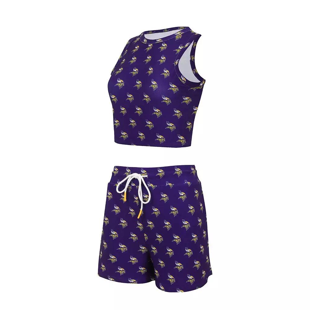 Women's Concepts Sport Minnesota Vikings Gauge Allover Print Cropped Tank Top & Shorts Sleep Set, Size: Small, Purple Product Image