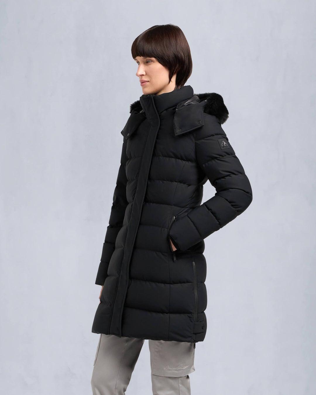 Moose Knuckes Womens Watershed 3 Parka Black with Black Shearling Product Image