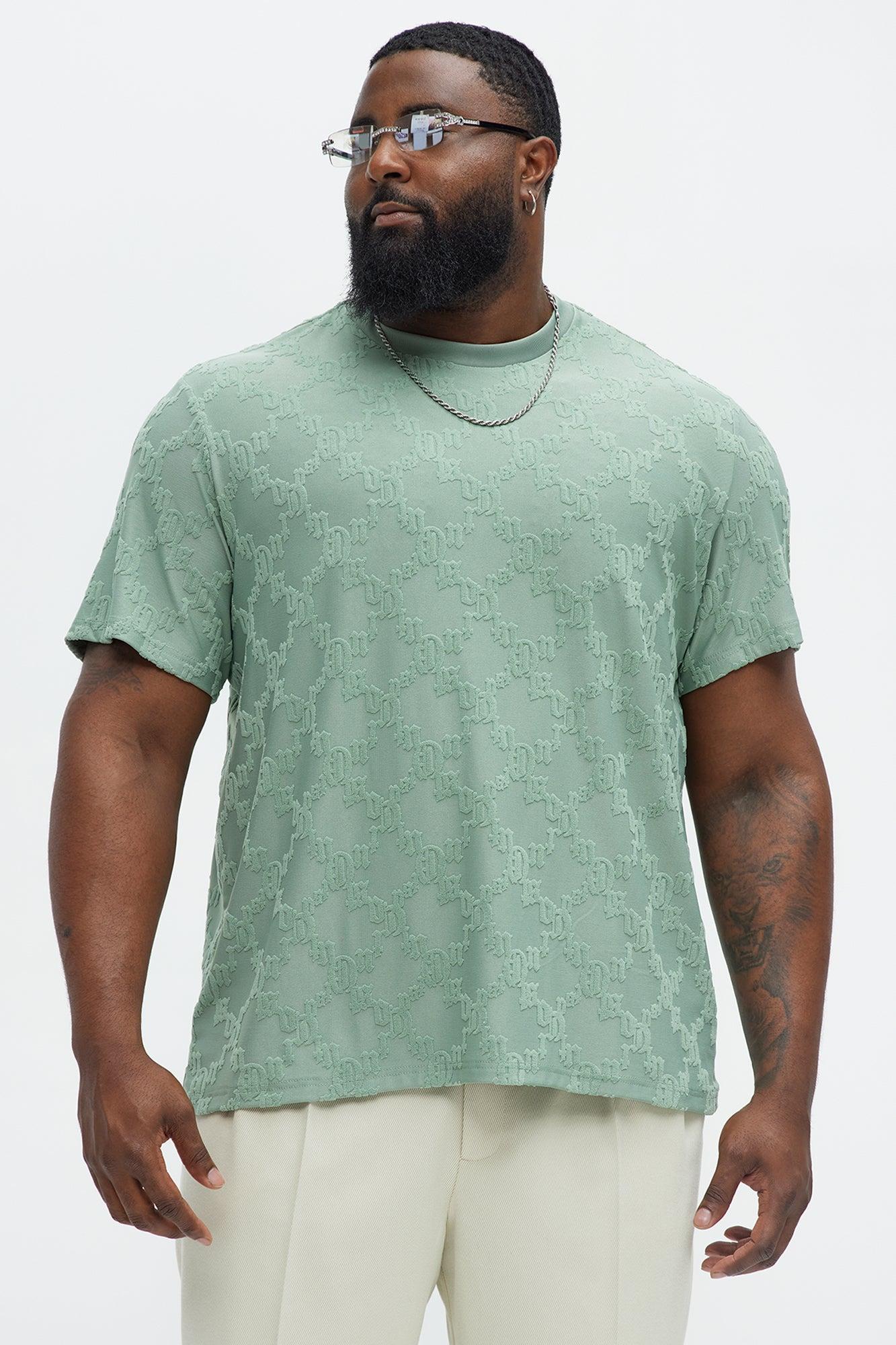 Verbiage Chenille Knit Crew Tee - Green Product Image