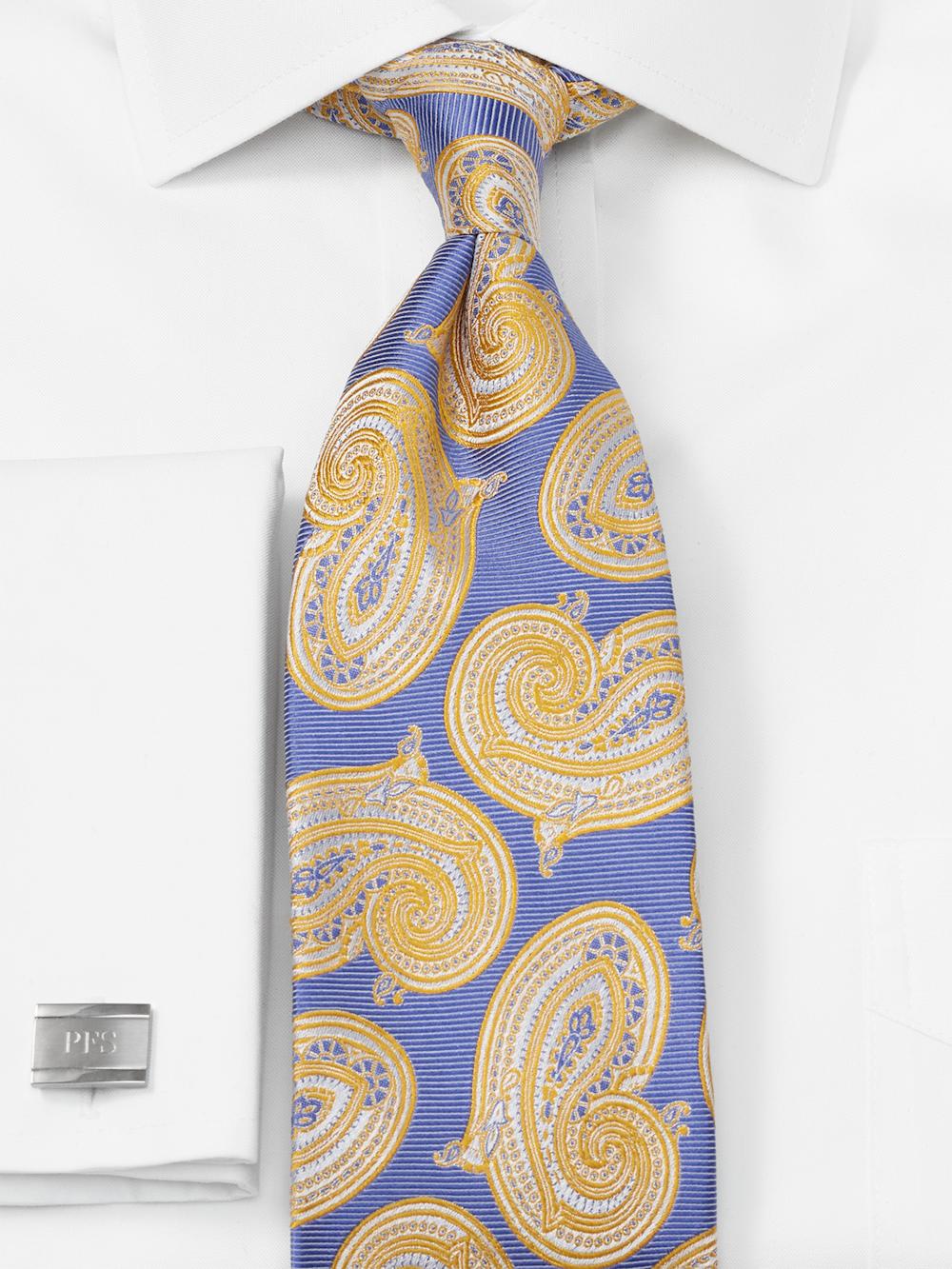 Paisley Woven Silk Tie - Yellow/blue Product Image