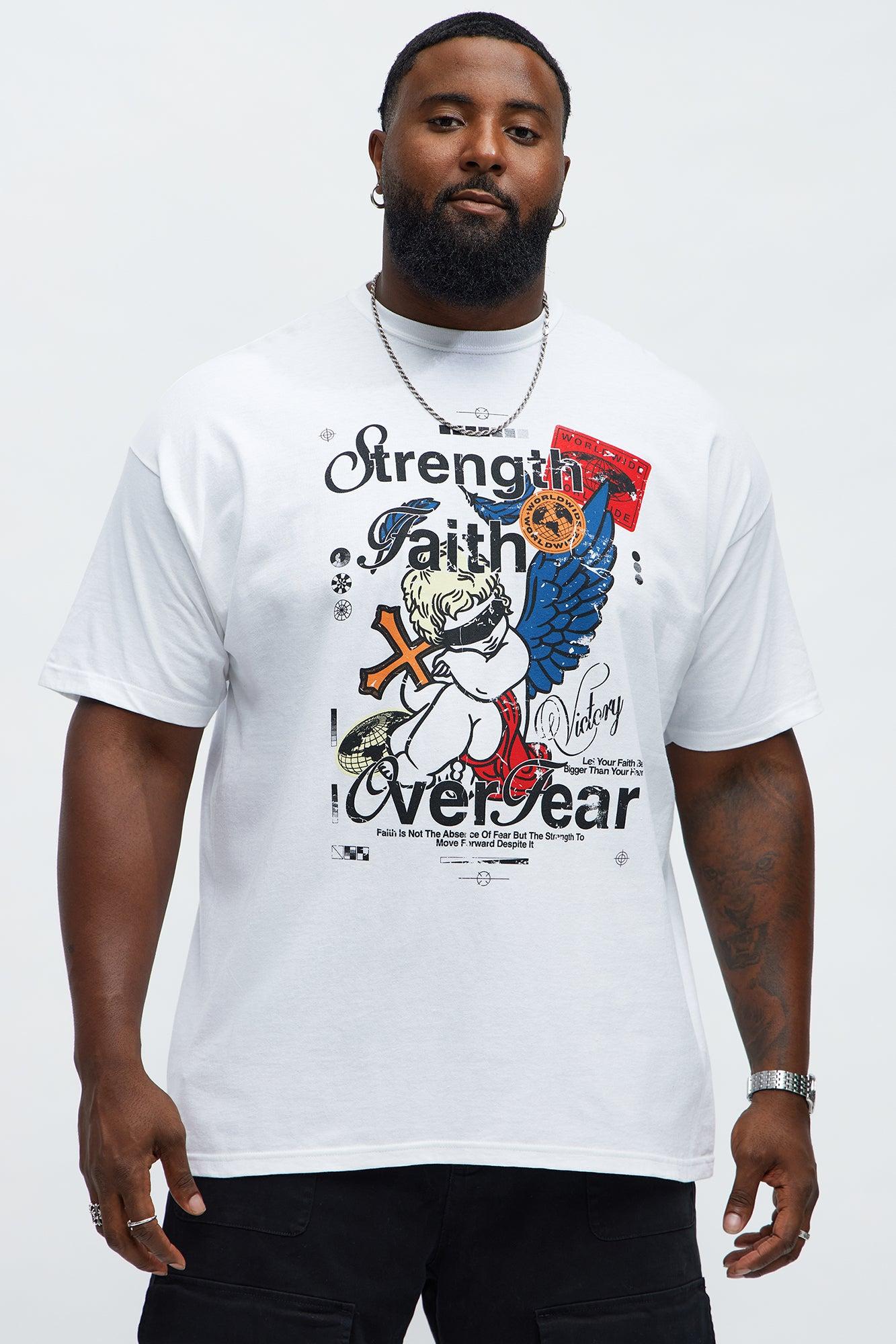 Strength Faith Over Fear Short Sleeve Tee - White Male Product Image