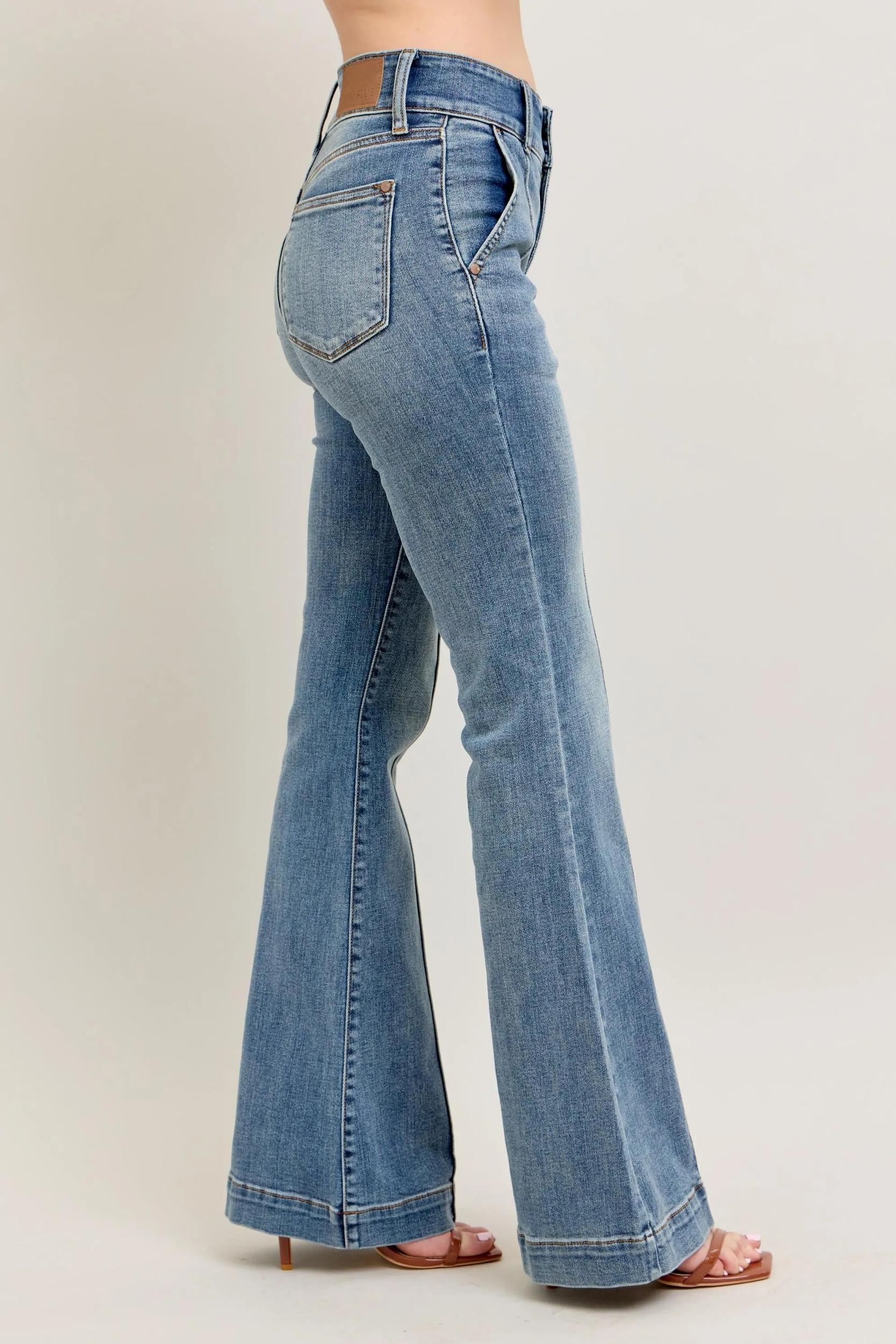 88204   Jasper Hi-Rise Flare Judy Blue Jeans with Front Seam Detail Product Image