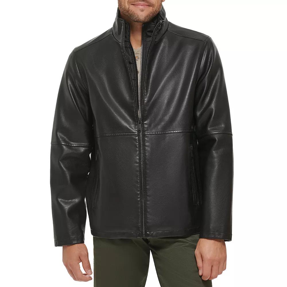 Men's Dockers Faux Leather Jacket with Quilted Bib, Size: Large, Black Product Image