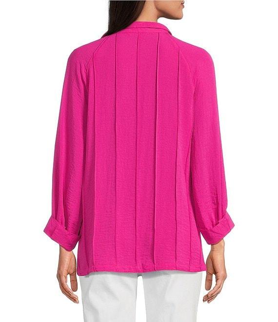 John Mark Wire Collar Split V-Neck 3/4 Sleeve Pintuck Detail Top Product Image