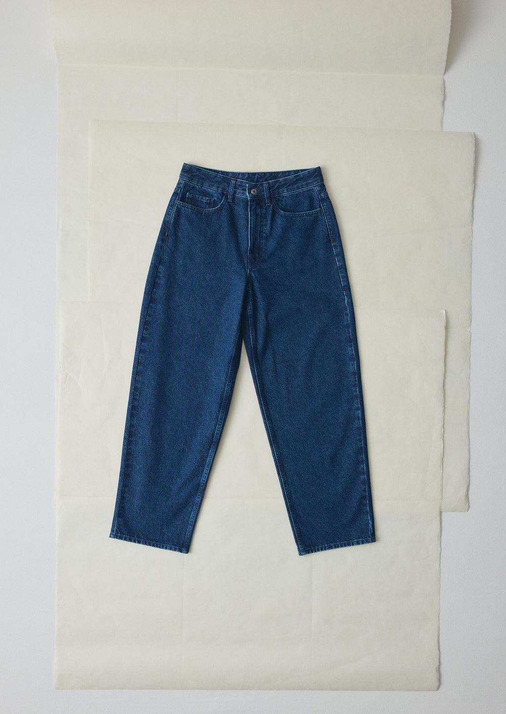 Tapered Indigo Denim Pants | Mid Blue Product Image