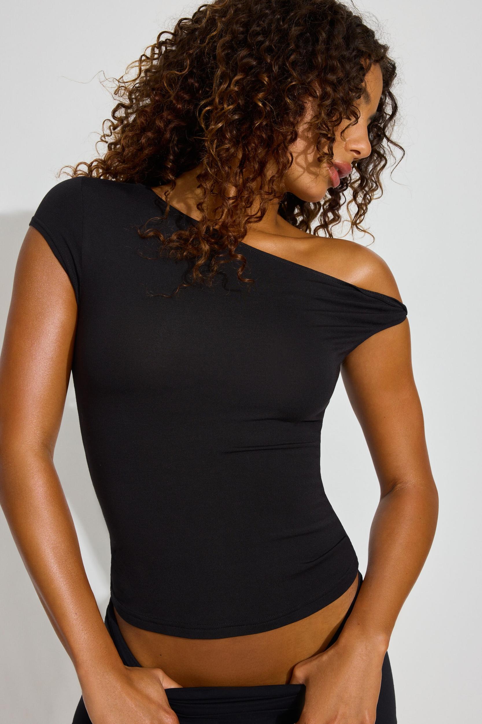 Asymmetric Twisted Short Sleeve Top Product Image
