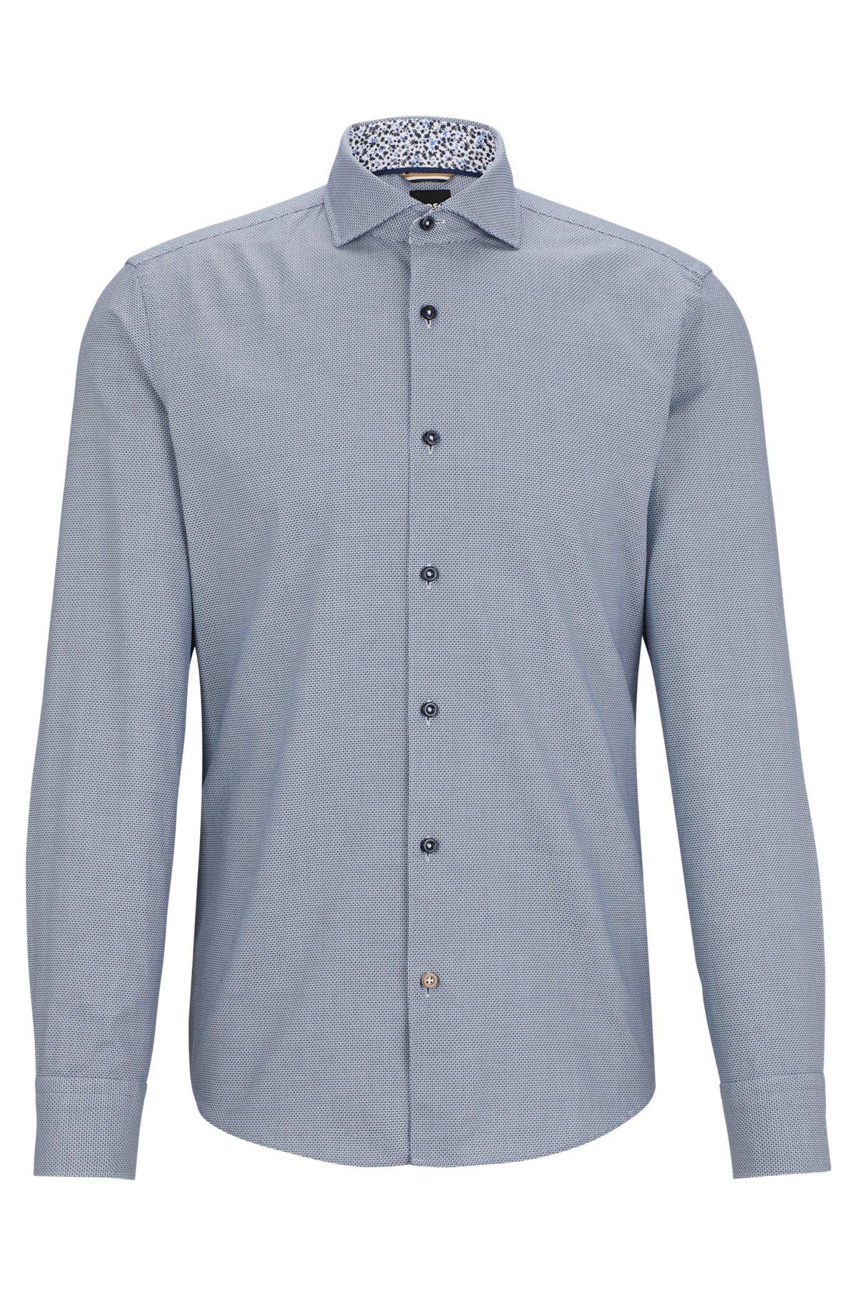 Casual-fit shirt in structured cotton with spread collar Product Image