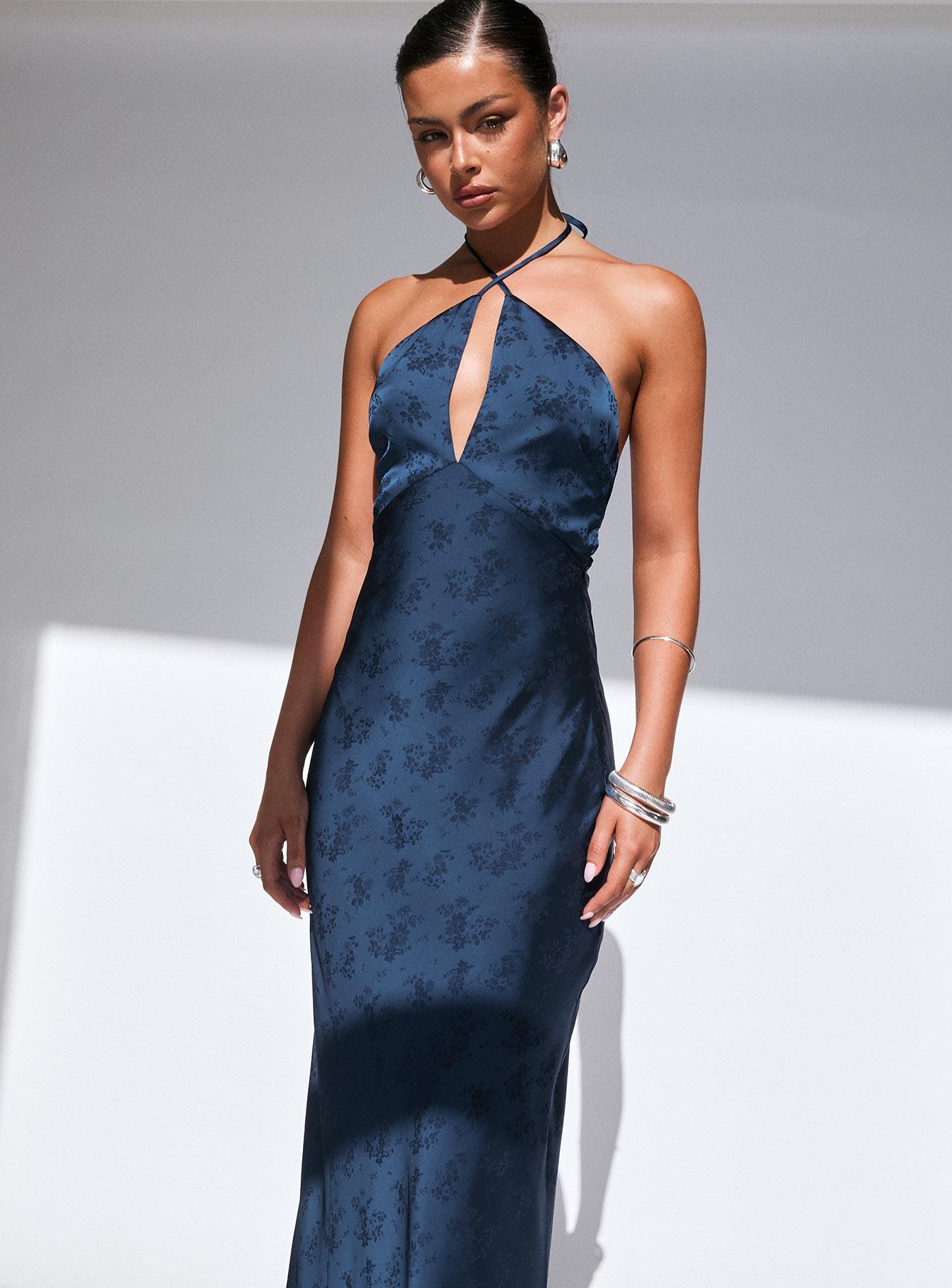 Limosina Halter Maxi Dress Navy Product Image