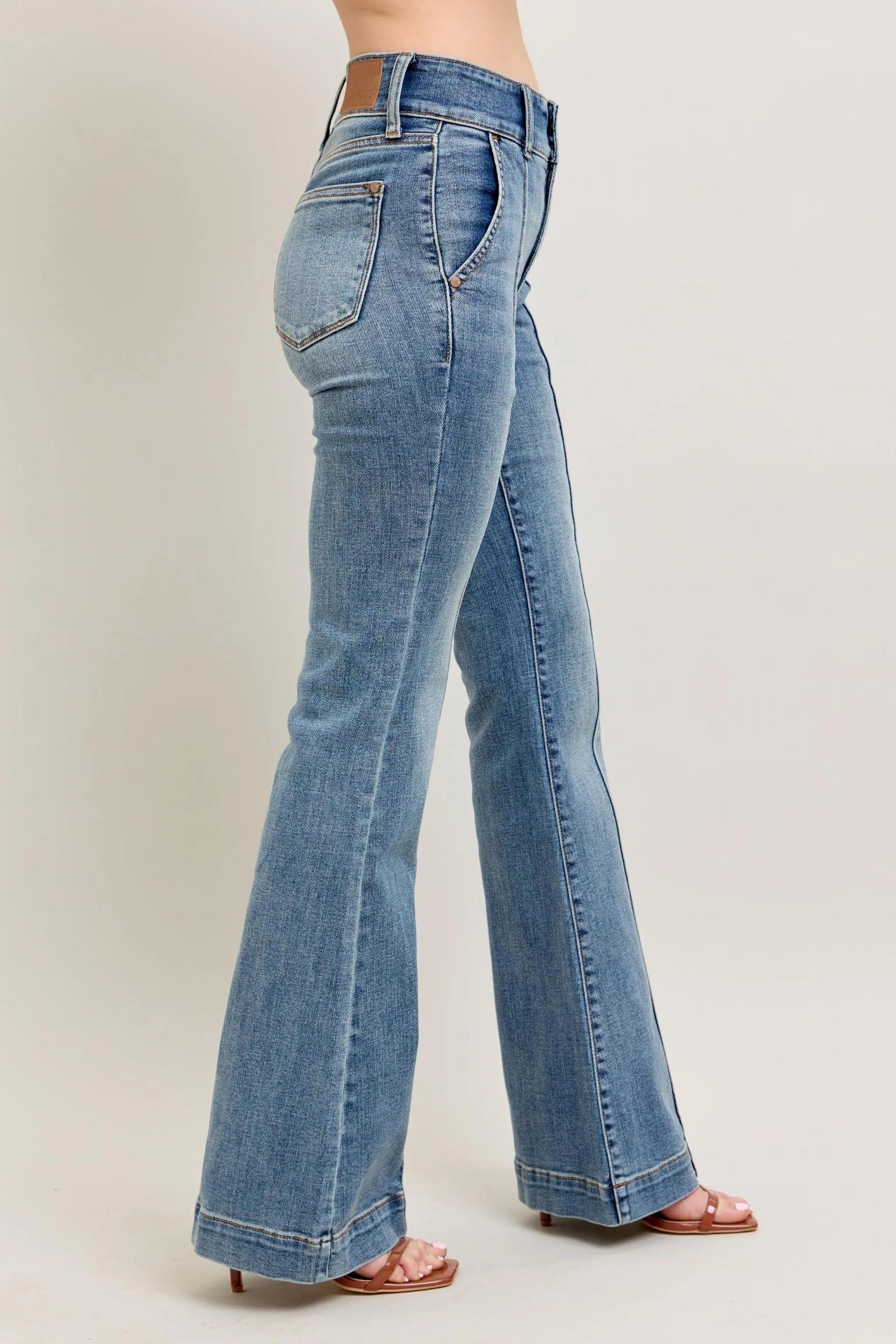 88204   Jasper Hi-Rise Flare Judy Blue Jeans with Front Seam Detail Product Image