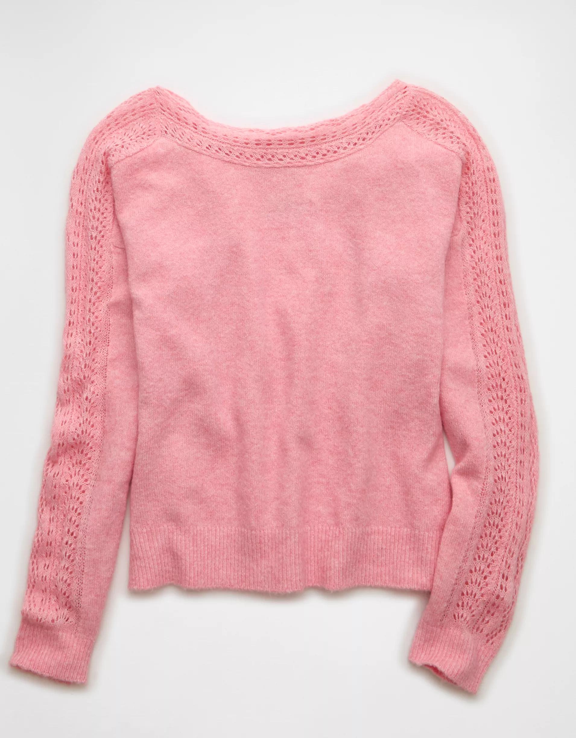 AE Whoa So Soft Lace Sweater Product Image