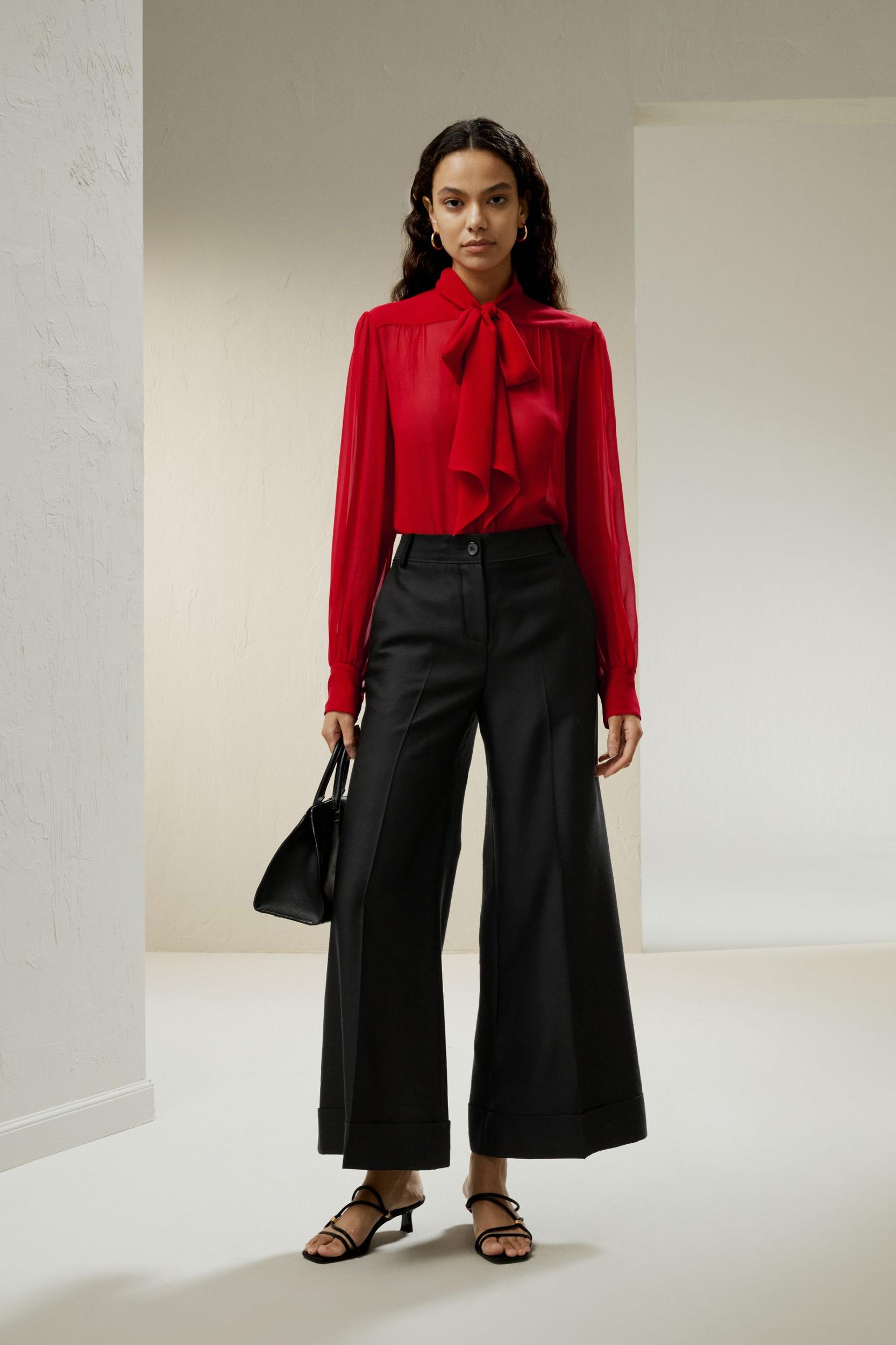 Bow Tie Silk Jasmine Blouse Product Image