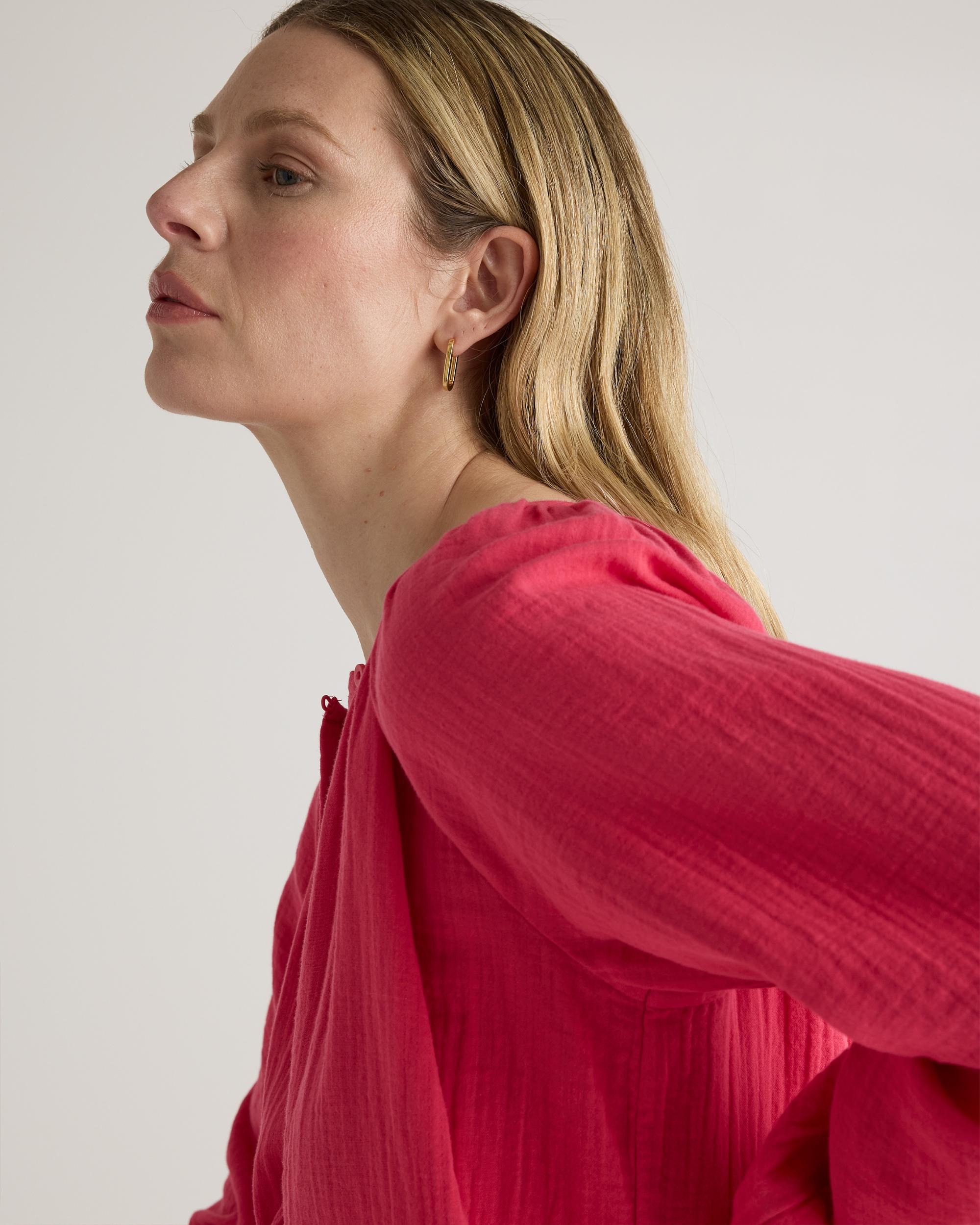 Quince | Women's Gauze Peasant Blouse Organic Cotton Product Image