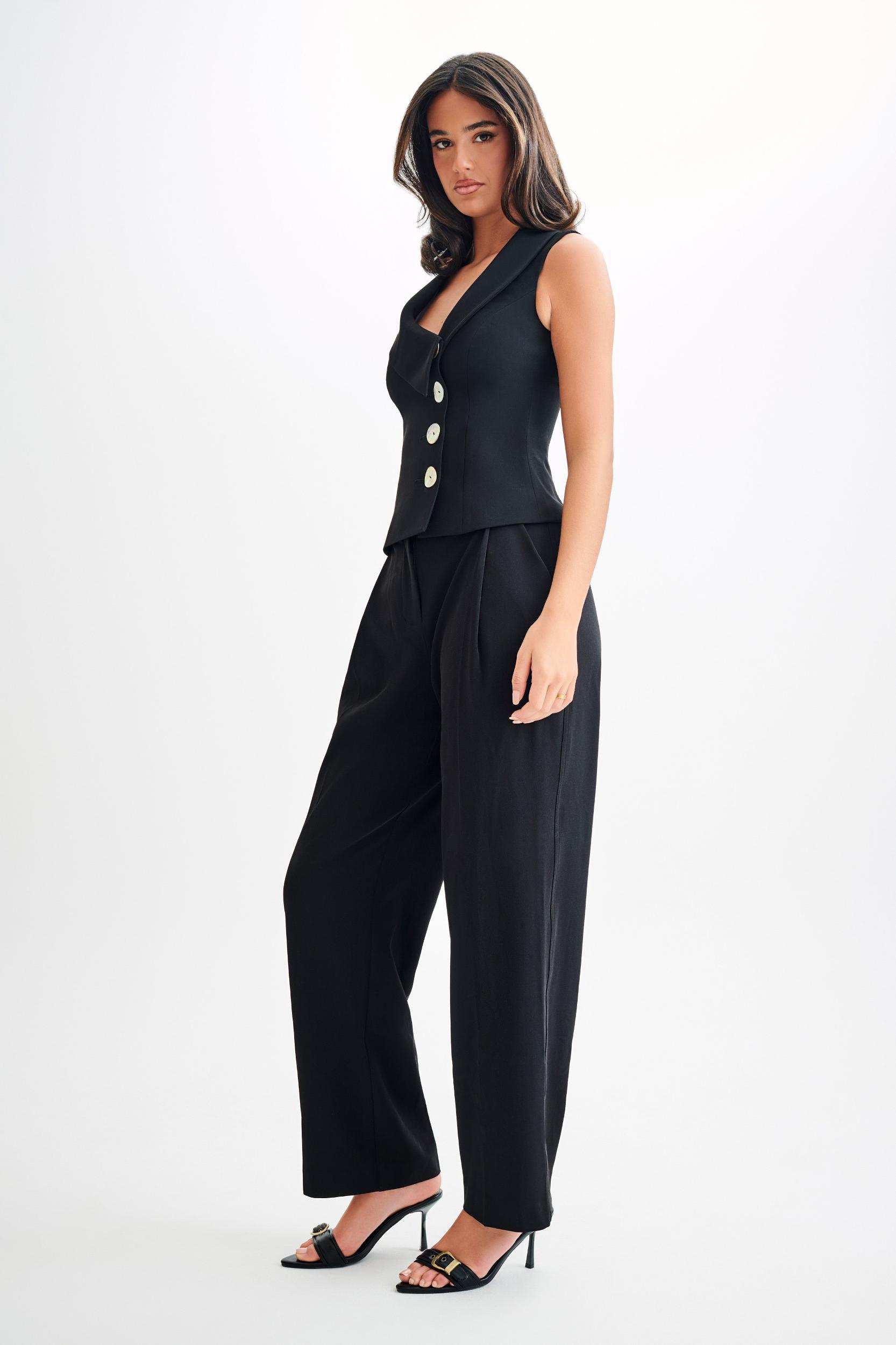 Berkley Suiting Waistcoat With Cowl - Black Product Image