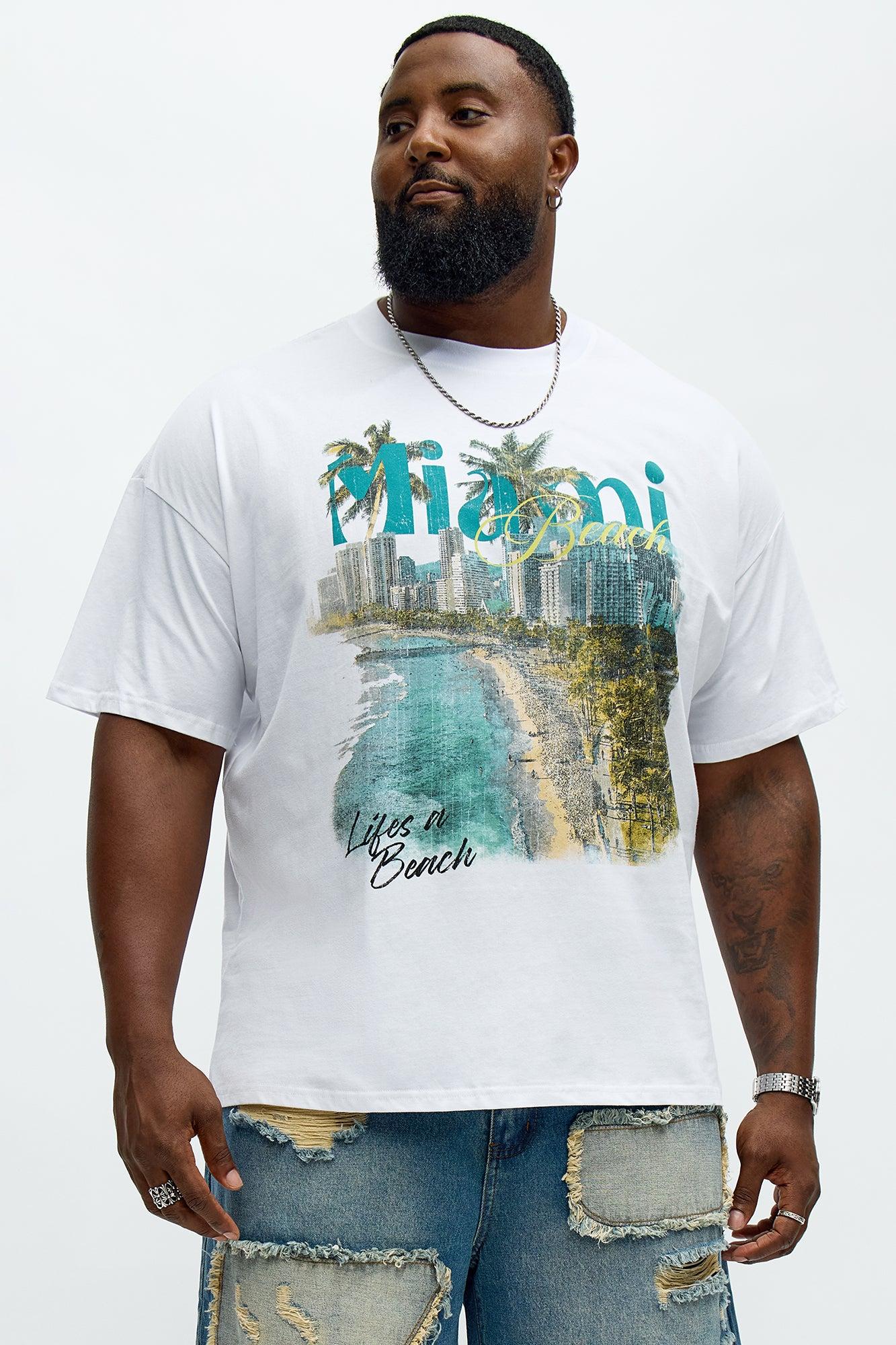 Miami Beach Oversized Short Sleeve Tee - White Male Product Image