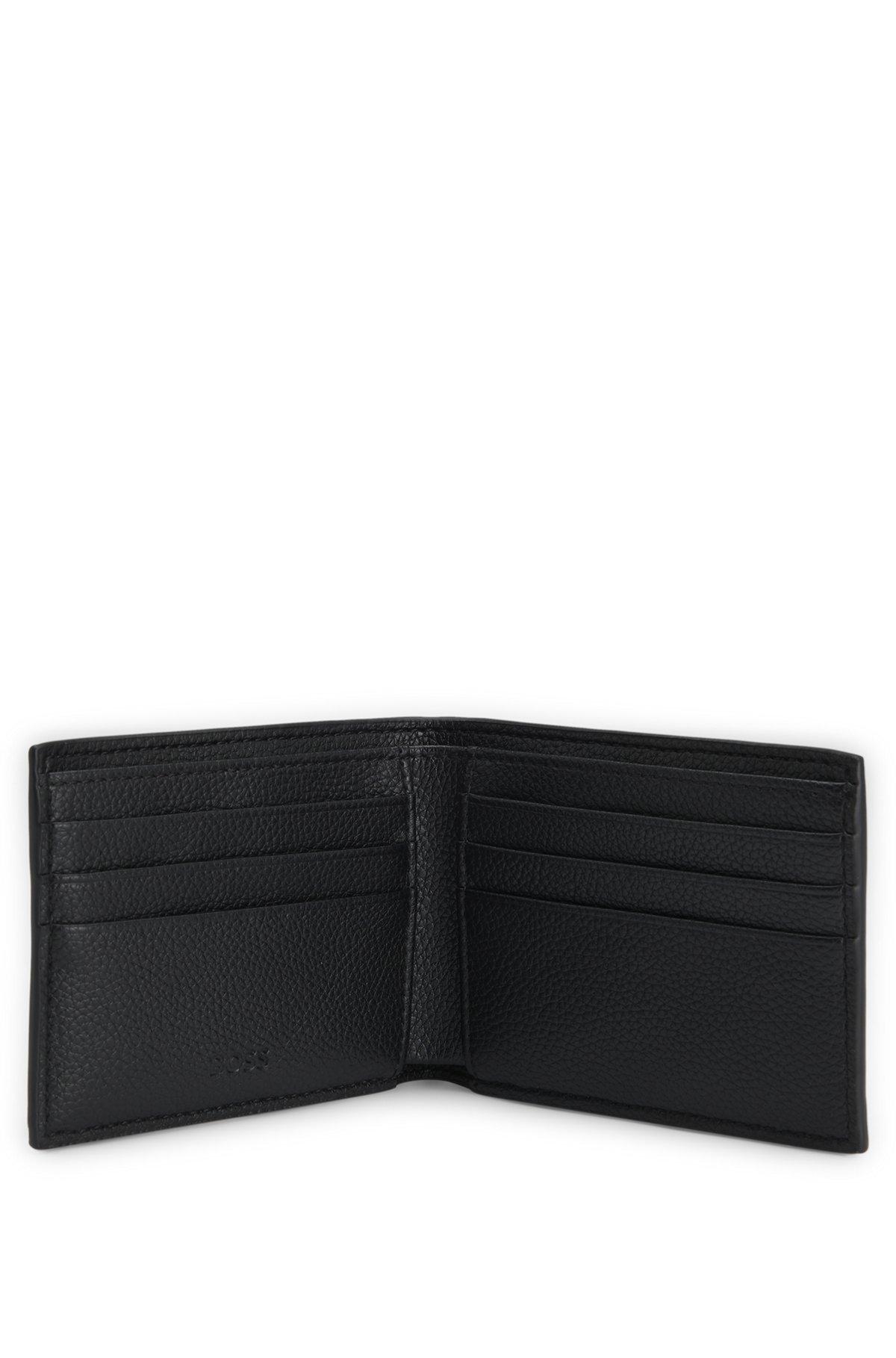 BOSS - Grained faux-leather wallet with logo and signature stripe - Black Product Image