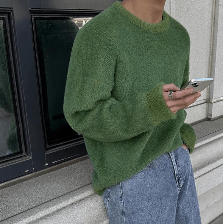 RT No. 11973 GREEN MOHAIR PULLOVER SWEATER Product Image