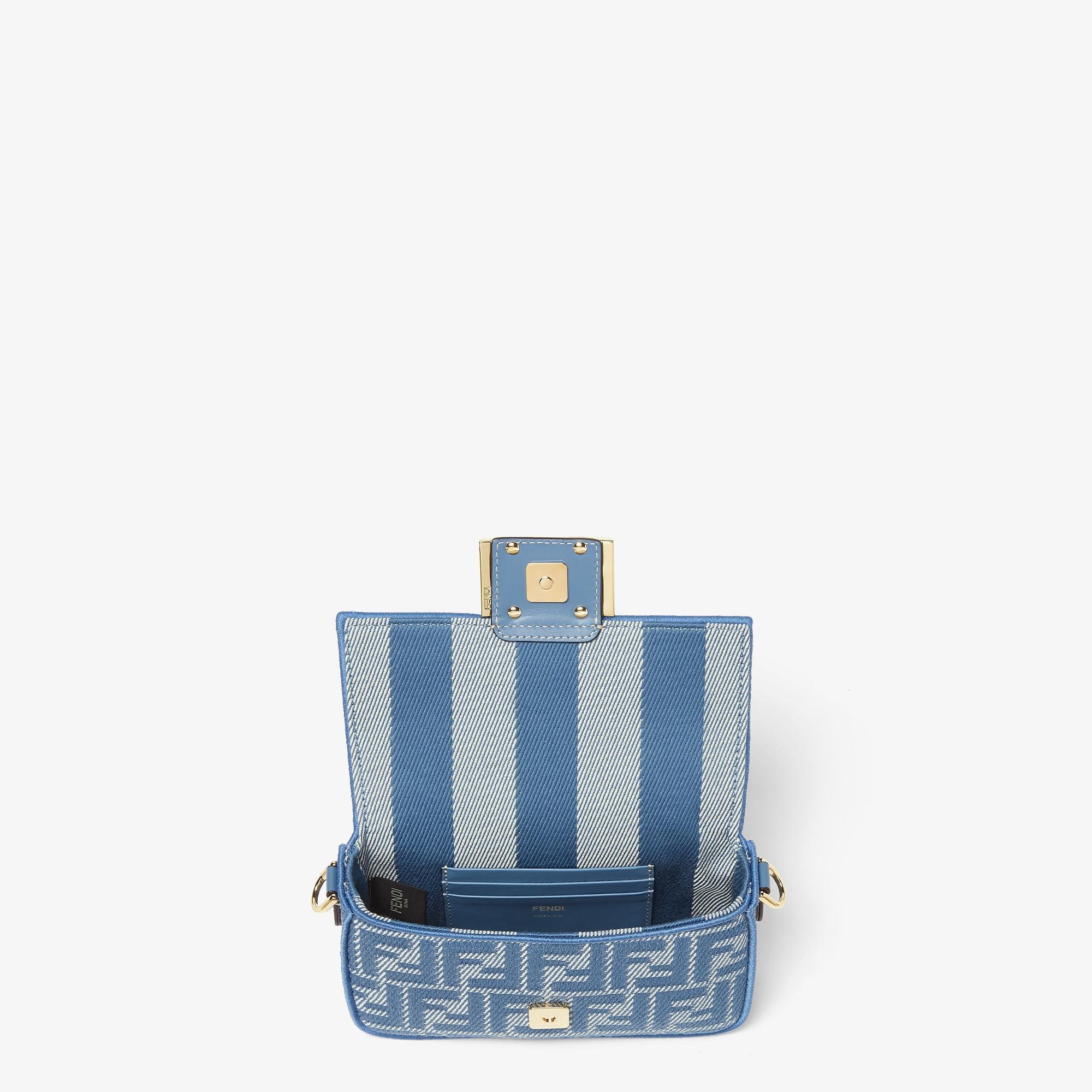 Baguette MiniBlue denim-effect FF jacquard bag Product Image