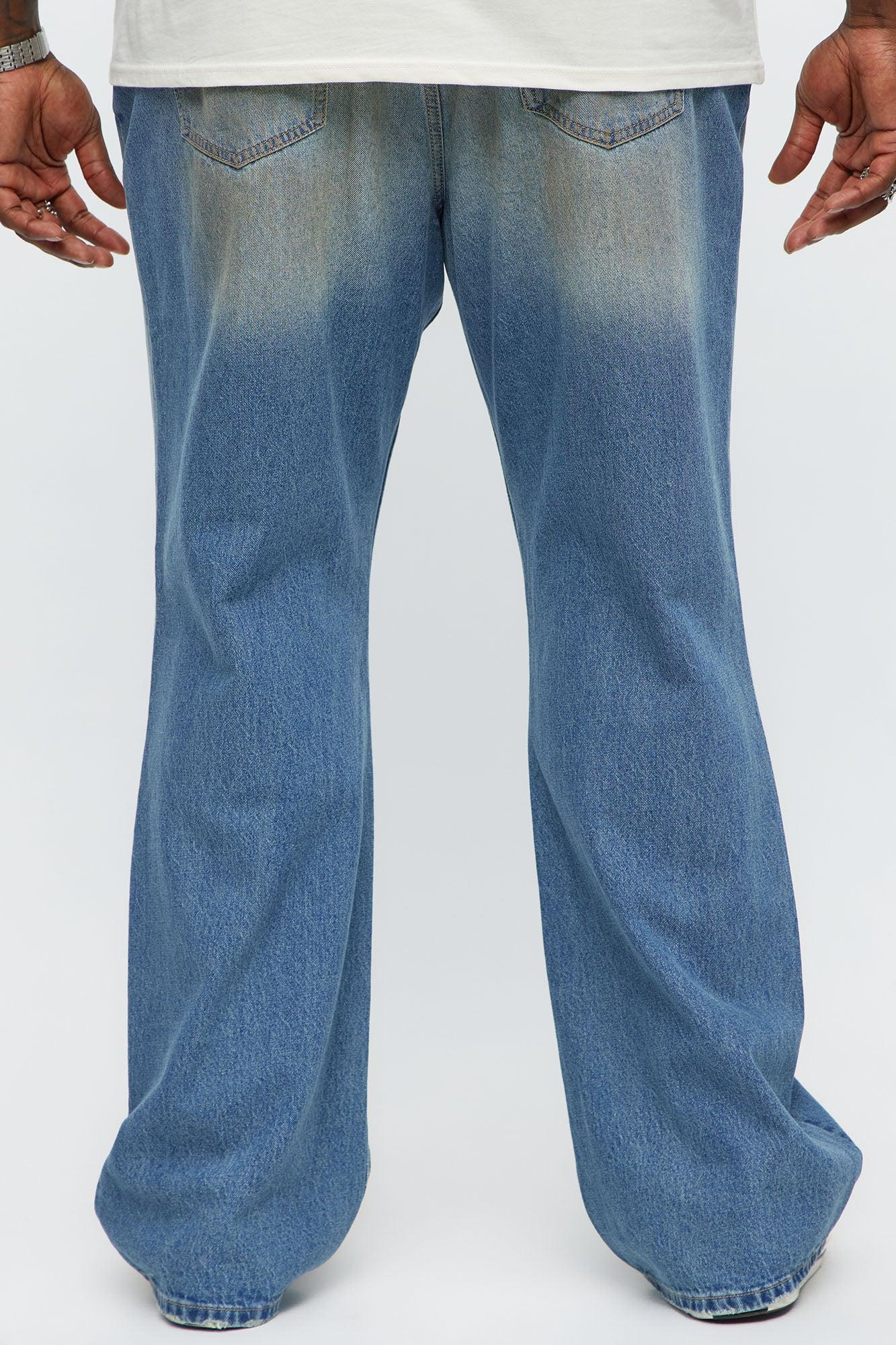 Stacked Slim Flare Play Dirty Distressed Jeans - Vintage Blue Wash Product Image