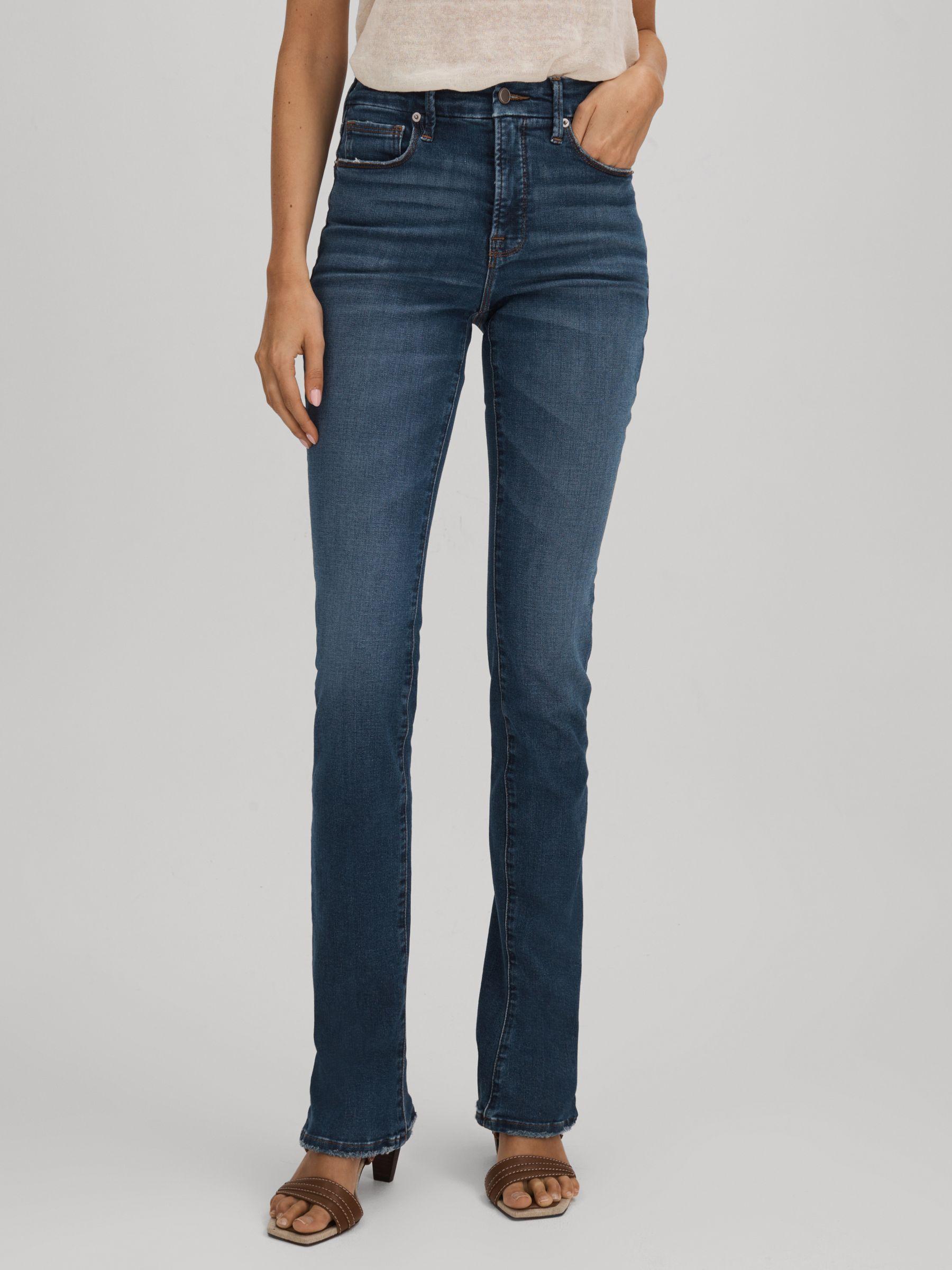 Good American Distressed Bootcut Jeans in Indigo Product Image