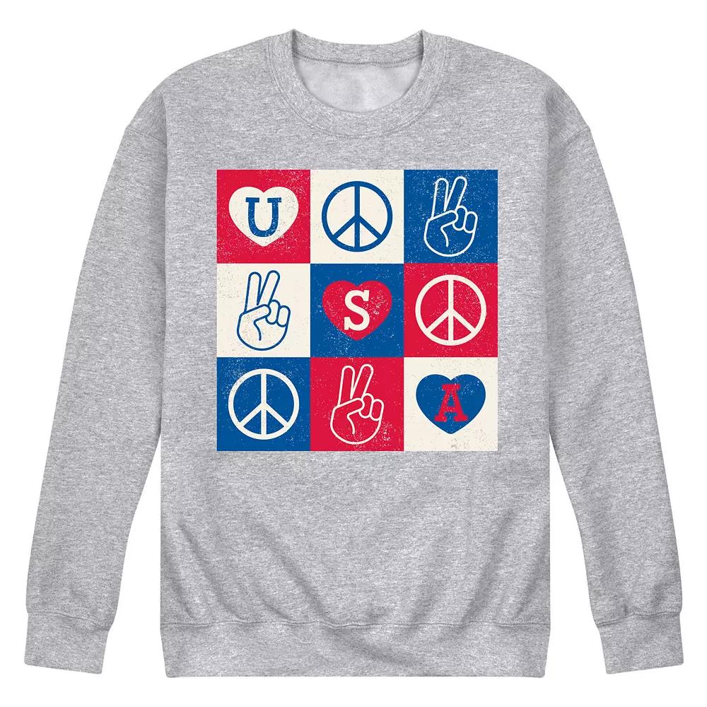 Men's USA Peace Grid Fleece Sweatshirt,  Product Image